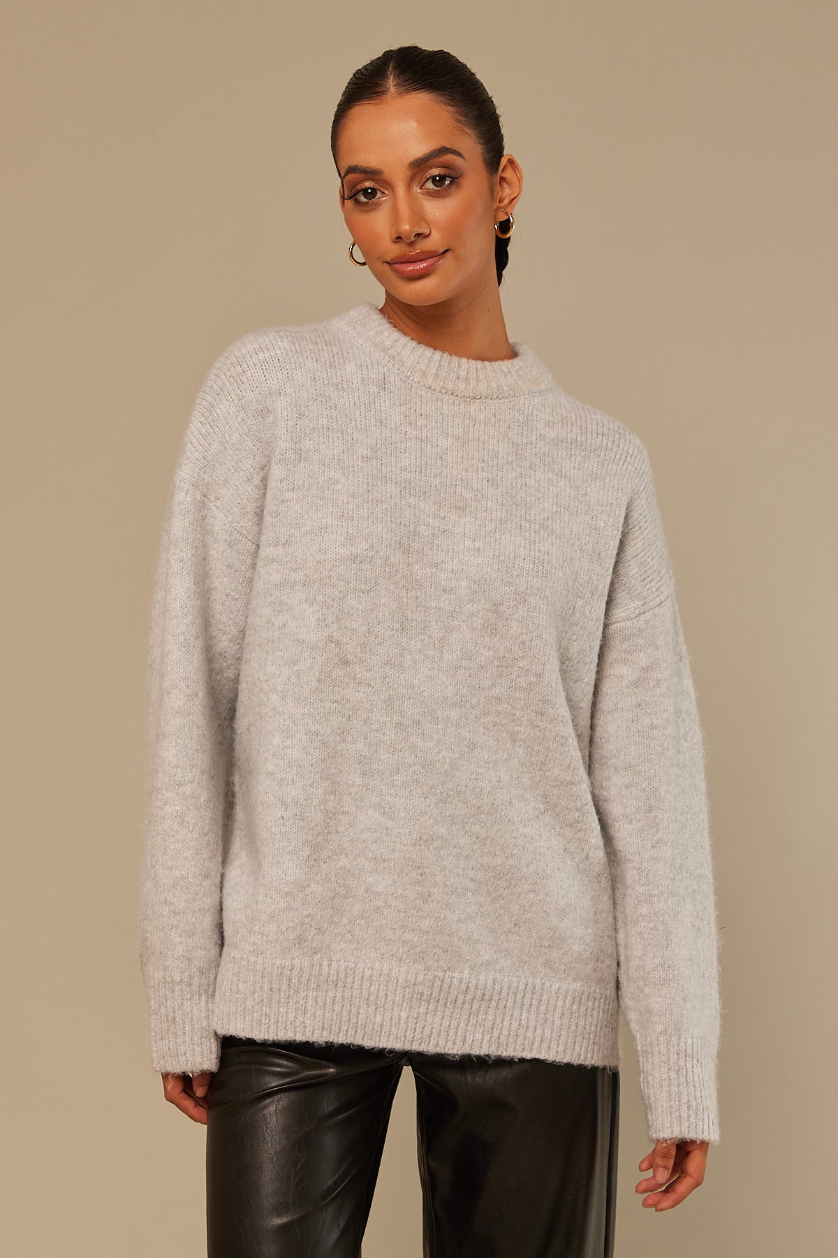 Perfect Stranger Oversized Boxy Knit Jumper Grey