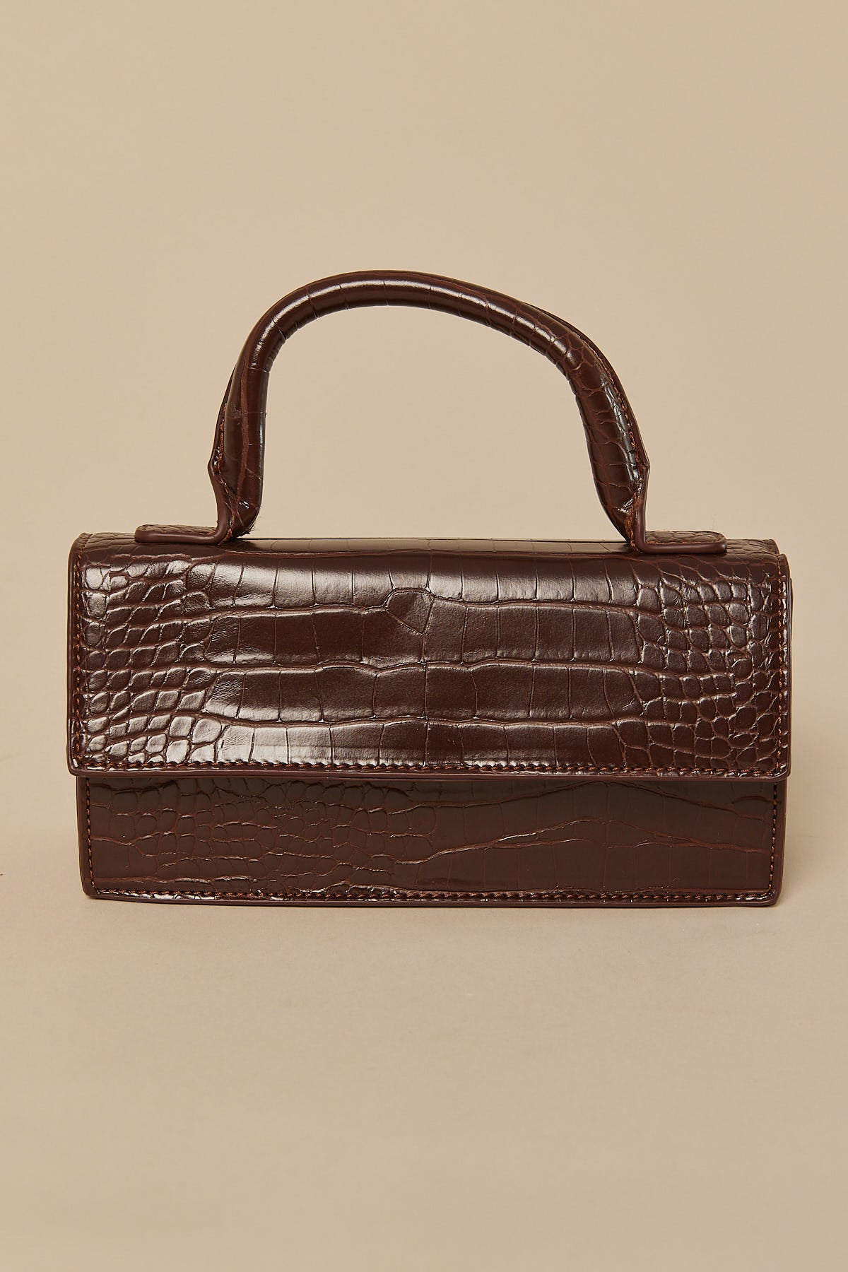 Token Alima Croc Shoulder Bag Dark Brown