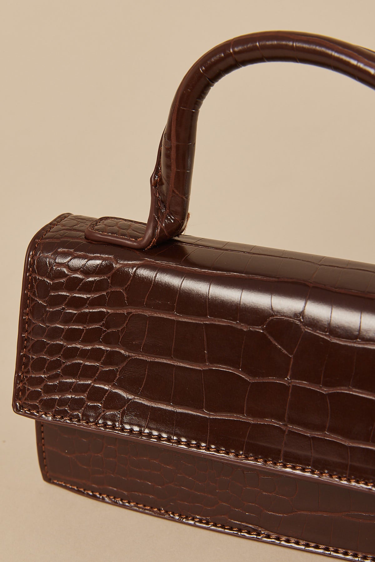 Token Alima Croc Shoulder Bag Dark Brown