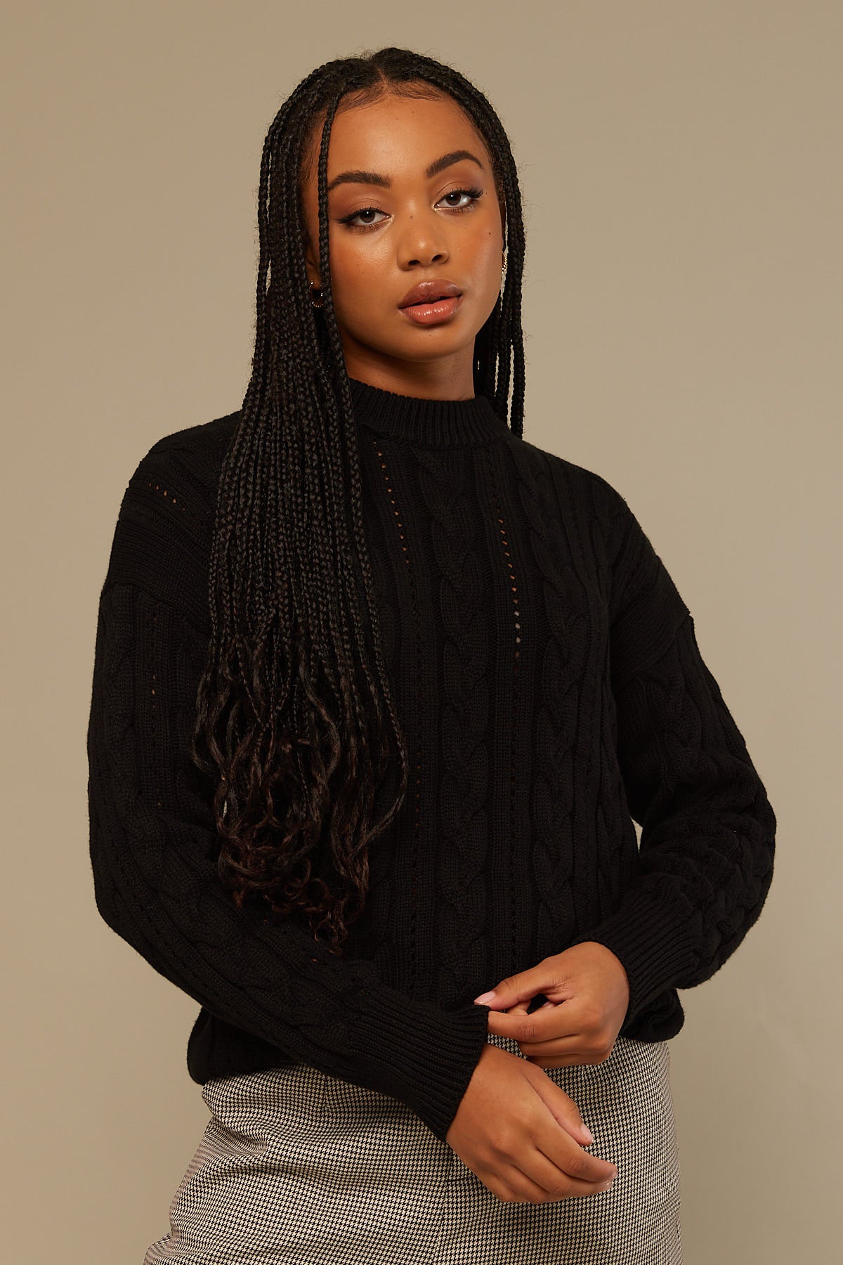 Perfect Stranger Oversized Cable Knit Jumper Black