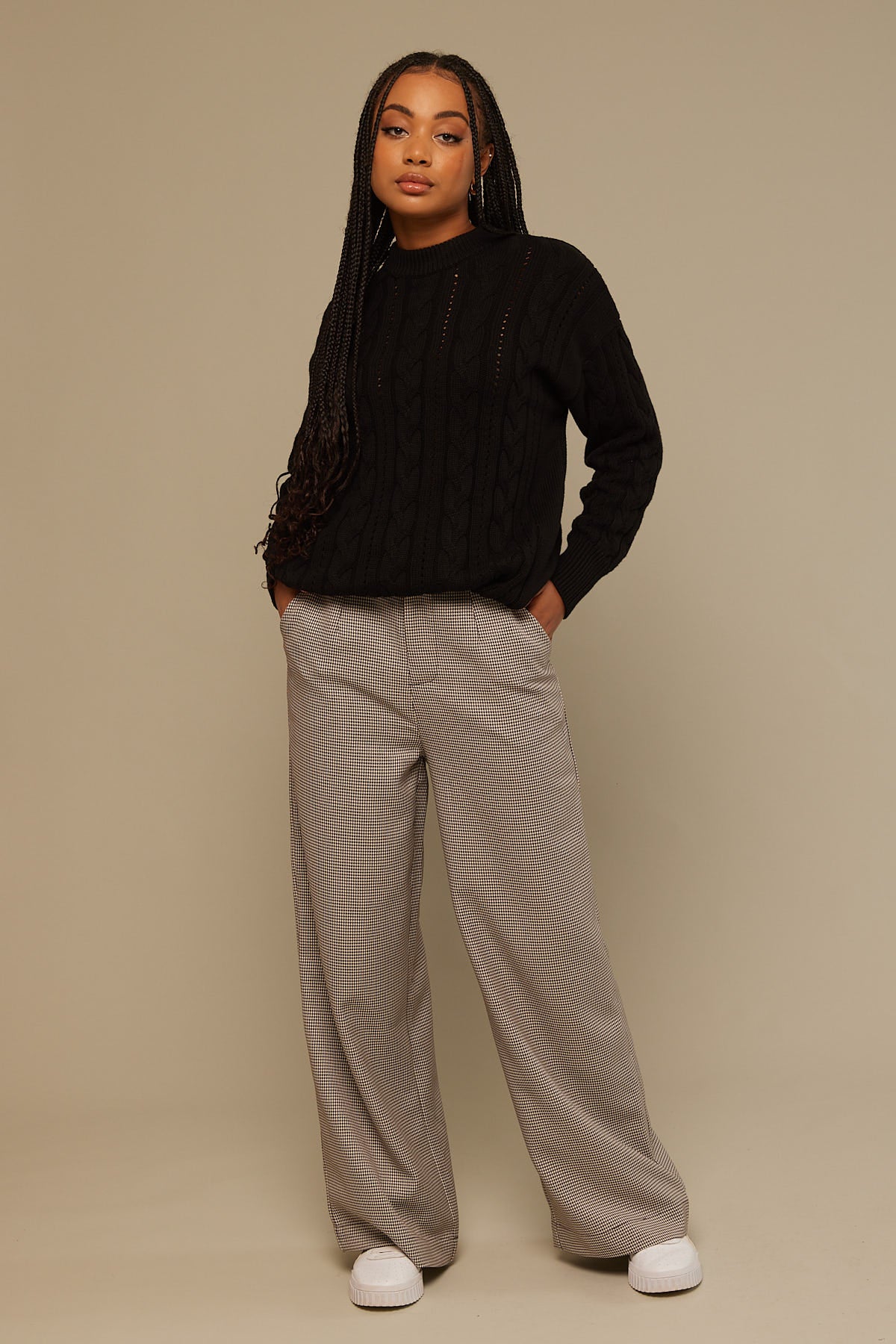 Perfect Stranger Oversized Cable Knit Jumper Black