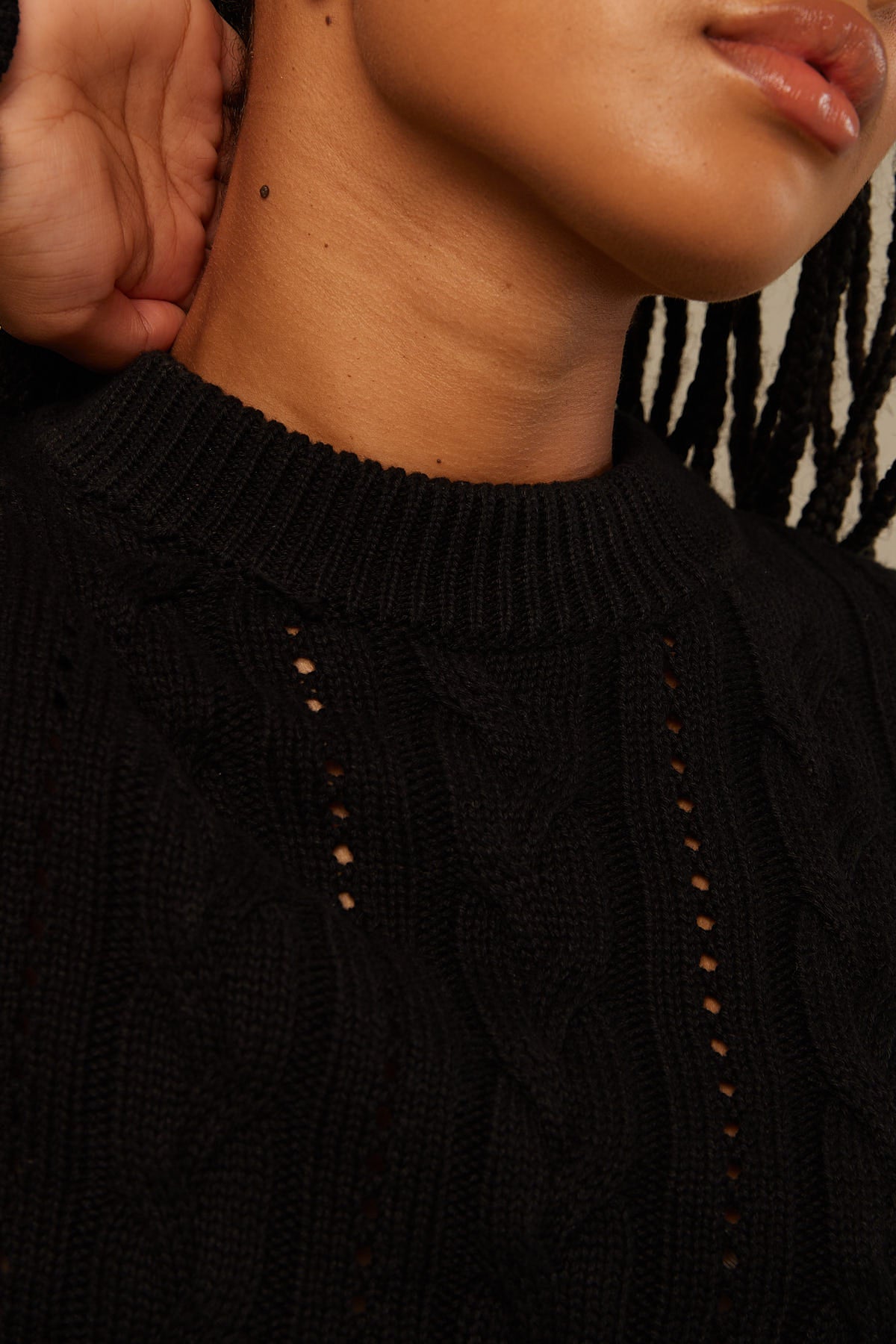 Perfect Stranger Oversized Cable Knit Jumper Black
