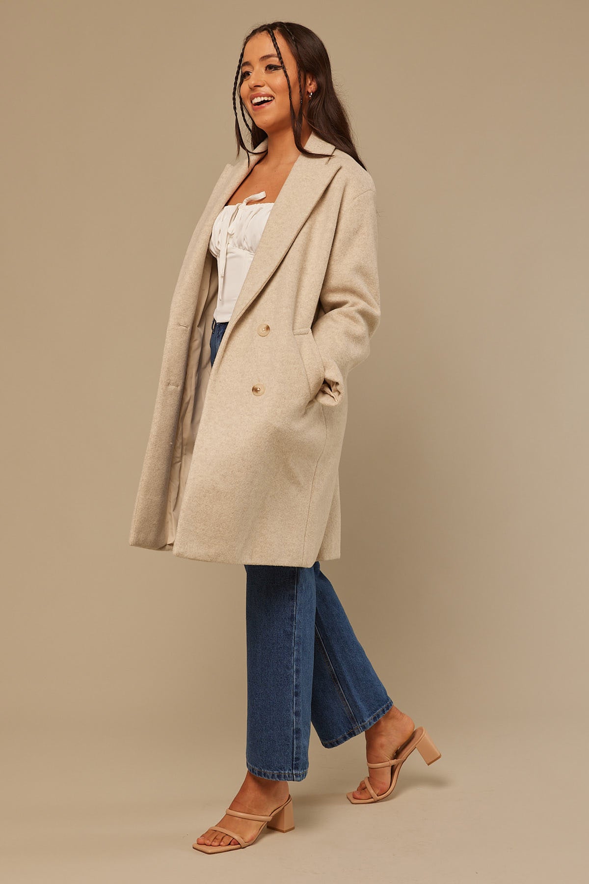 Perfect Stranger Second Chance Longline Coat Oat