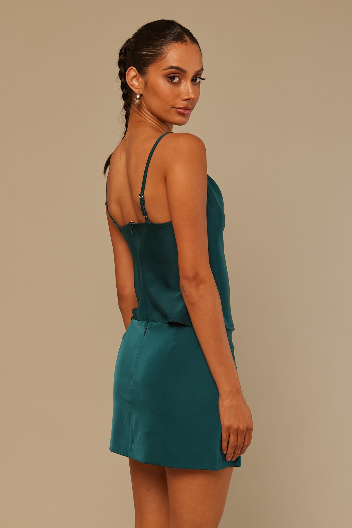 Perfect Stranger Cowl Neck Cami Top Green