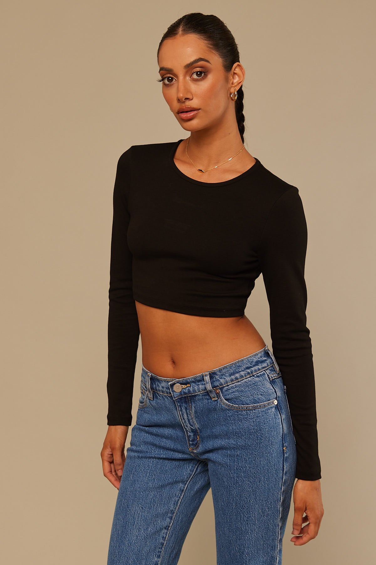 Perfect Stranger Long Sleeve Baby Tee Black