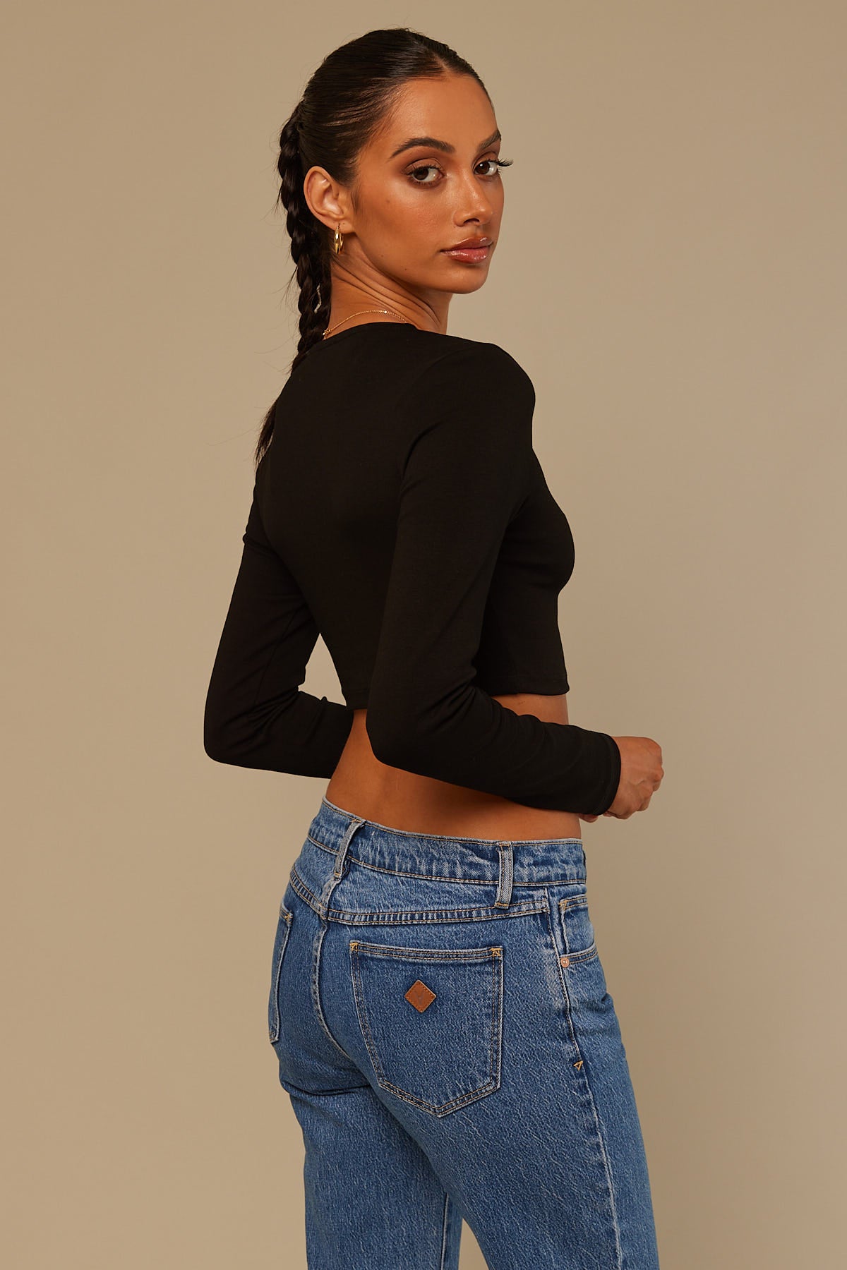Perfect Stranger Long Sleeve Baby Tee Black