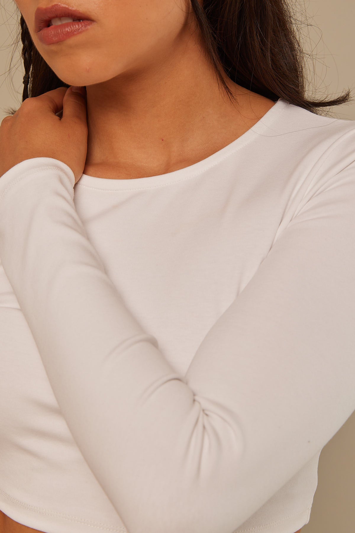 Perfect Stranger Long Sleeve Baby Tee White