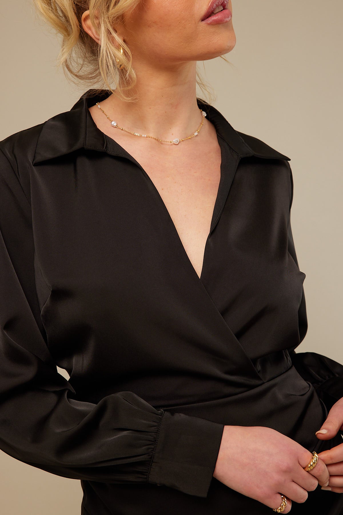 Perfect Stranger Reine Satin Mini Dress Black