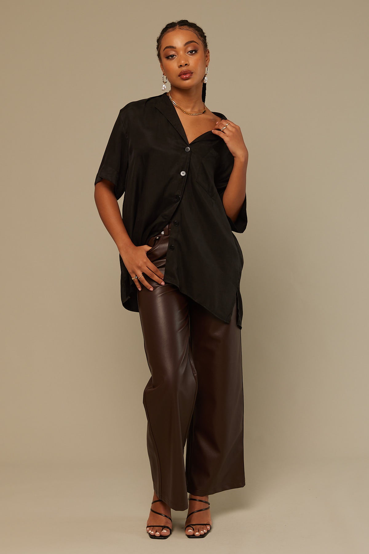 Perfect Stranger Ace Button Up Shirt Black