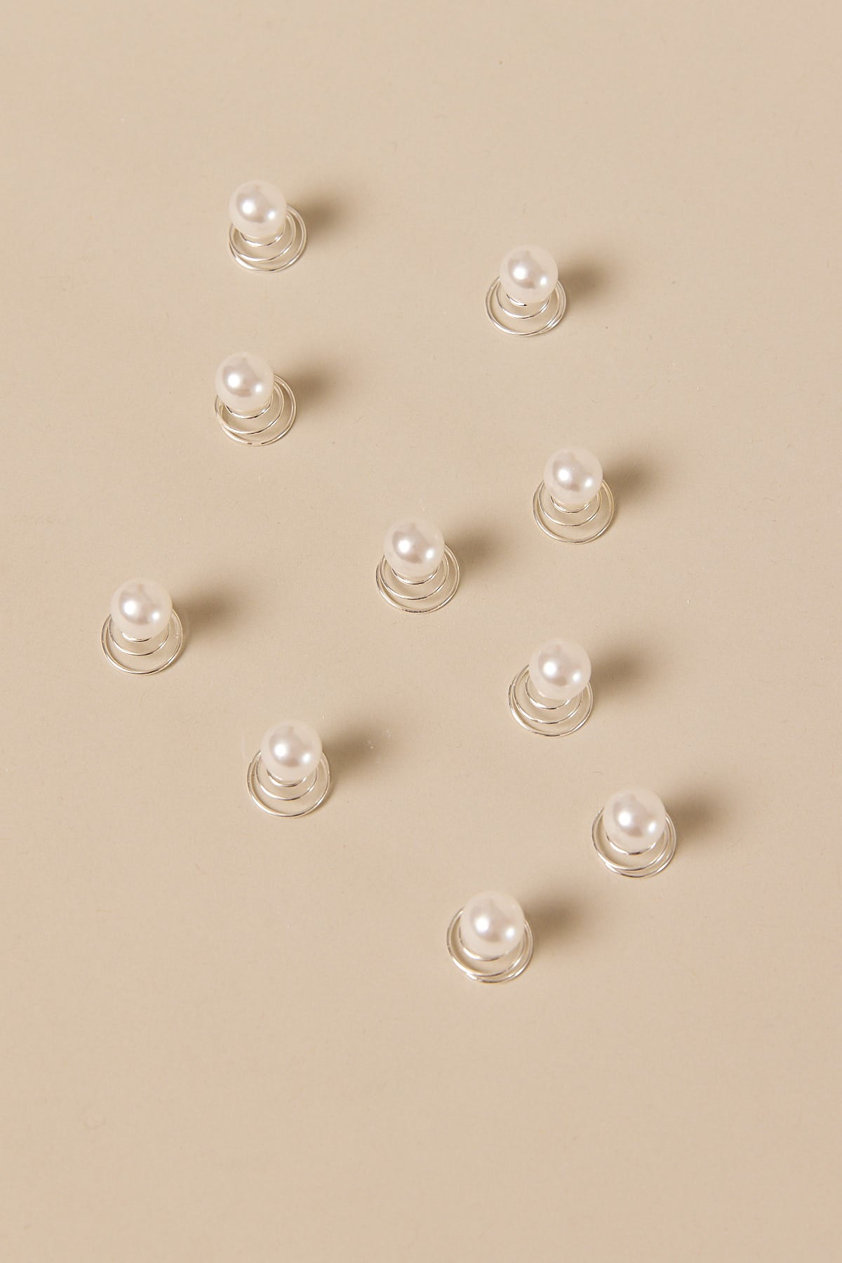 Token Pearl Spiral Hair Clip Pack Silver