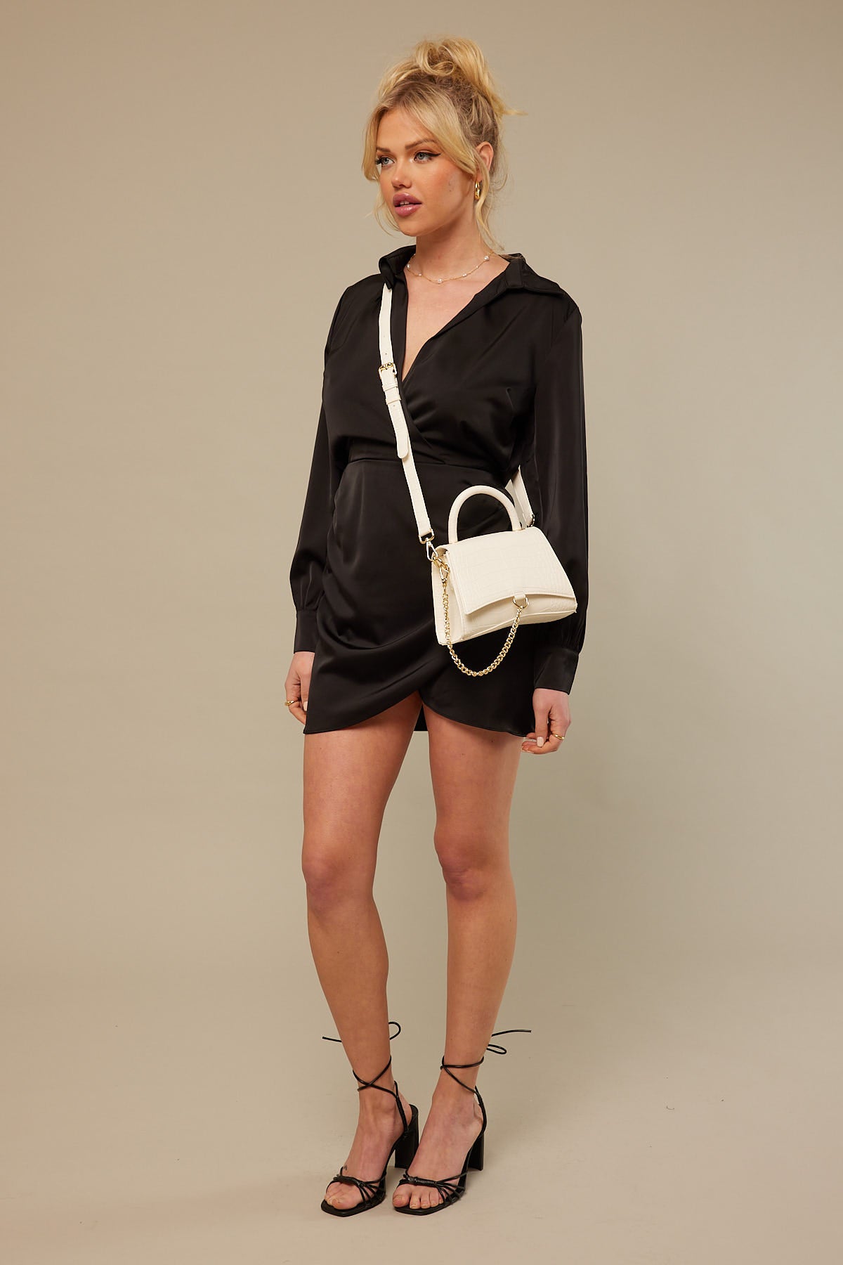 Perfect Stranger Recycled Chain Croc Handbag White