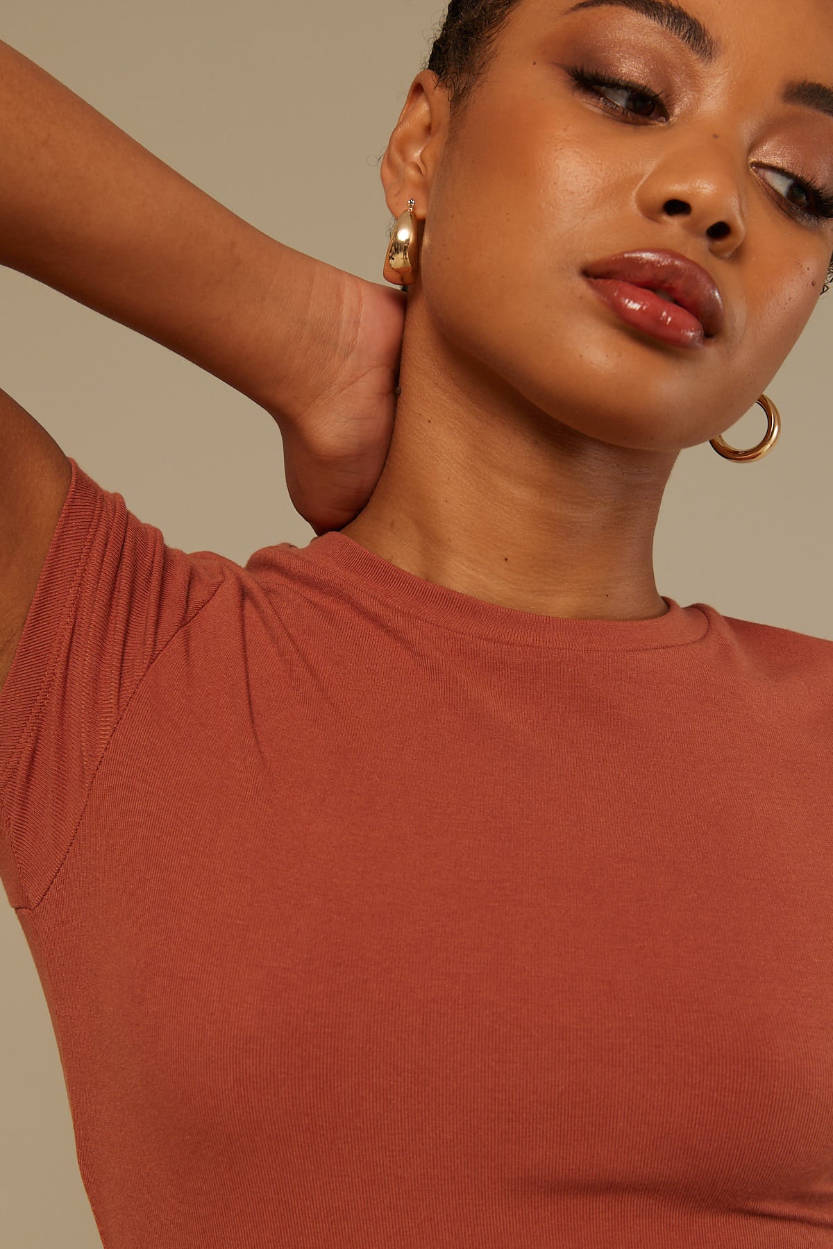 Perfect Stranger Cap Sleeve Tee Clay