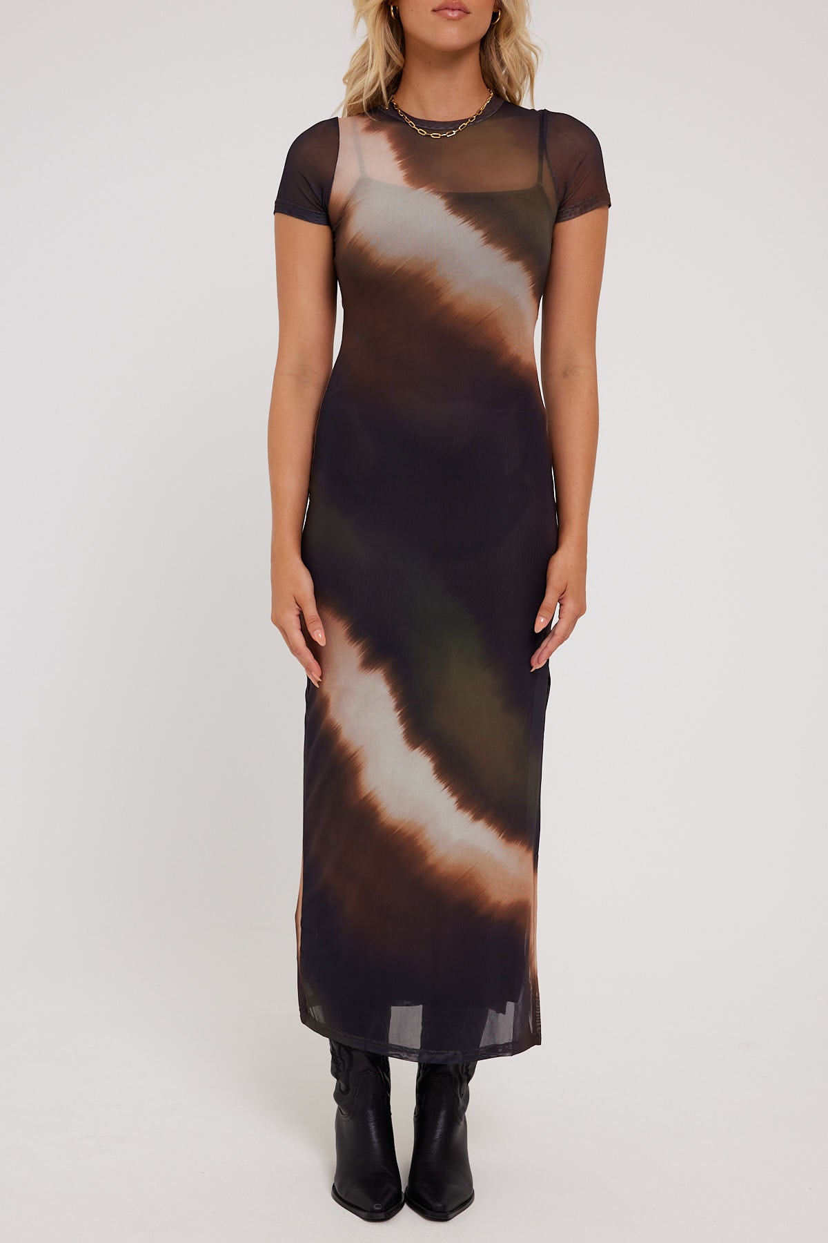 Perfect Stranger Mood Ring Mesh Midi Dress Multi Colour