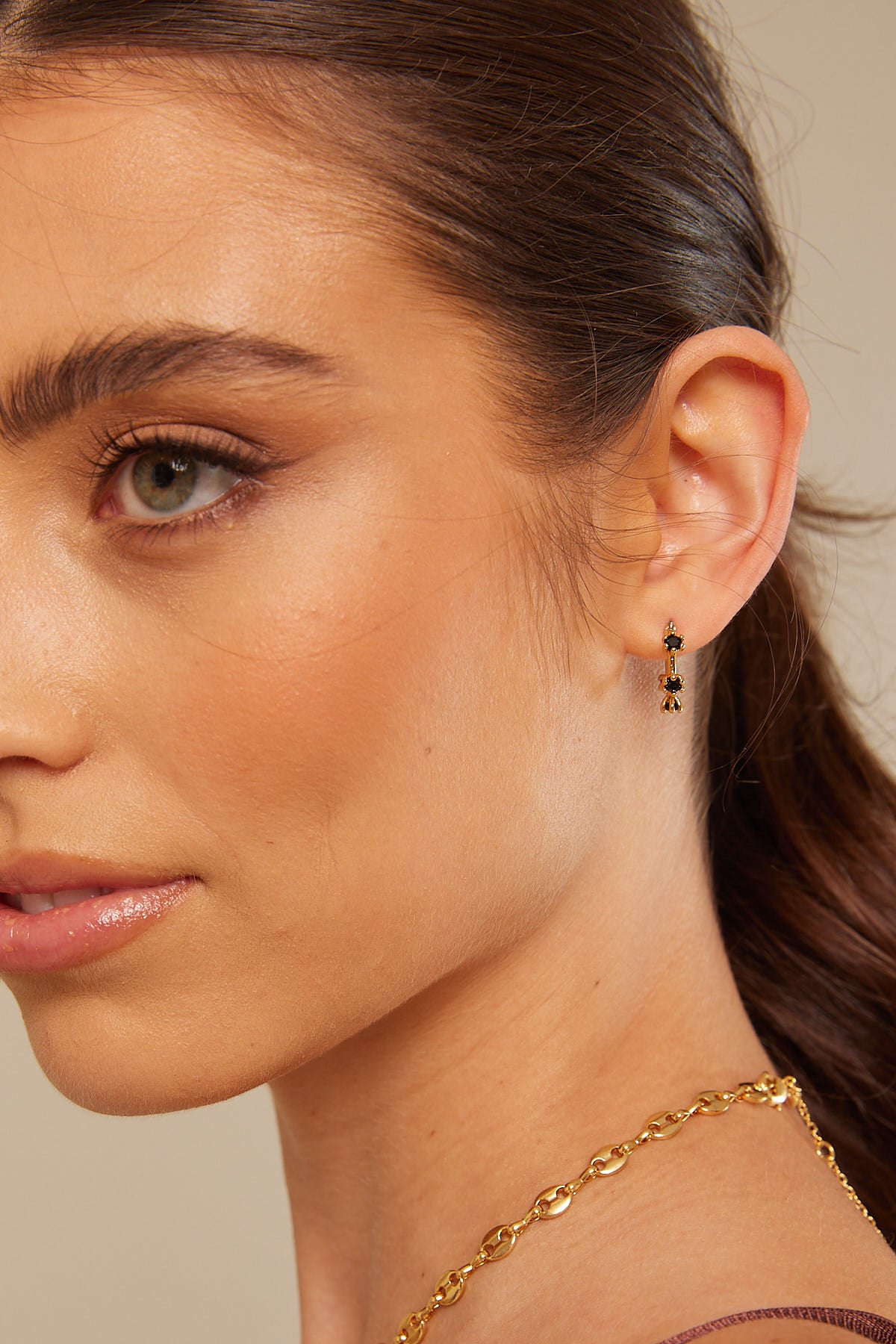 Perfect Stranger Topaz Plated Mini Hoops 18K Gold Plated