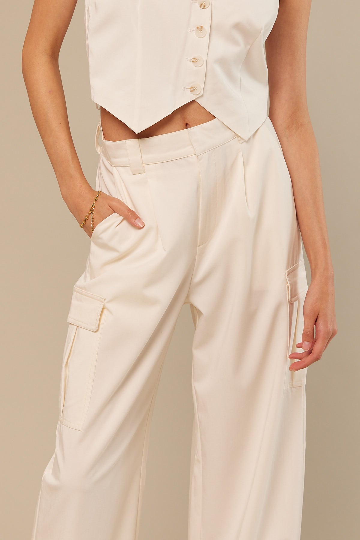 Perfect Stranger Agnes Relaxed Utility Pant White