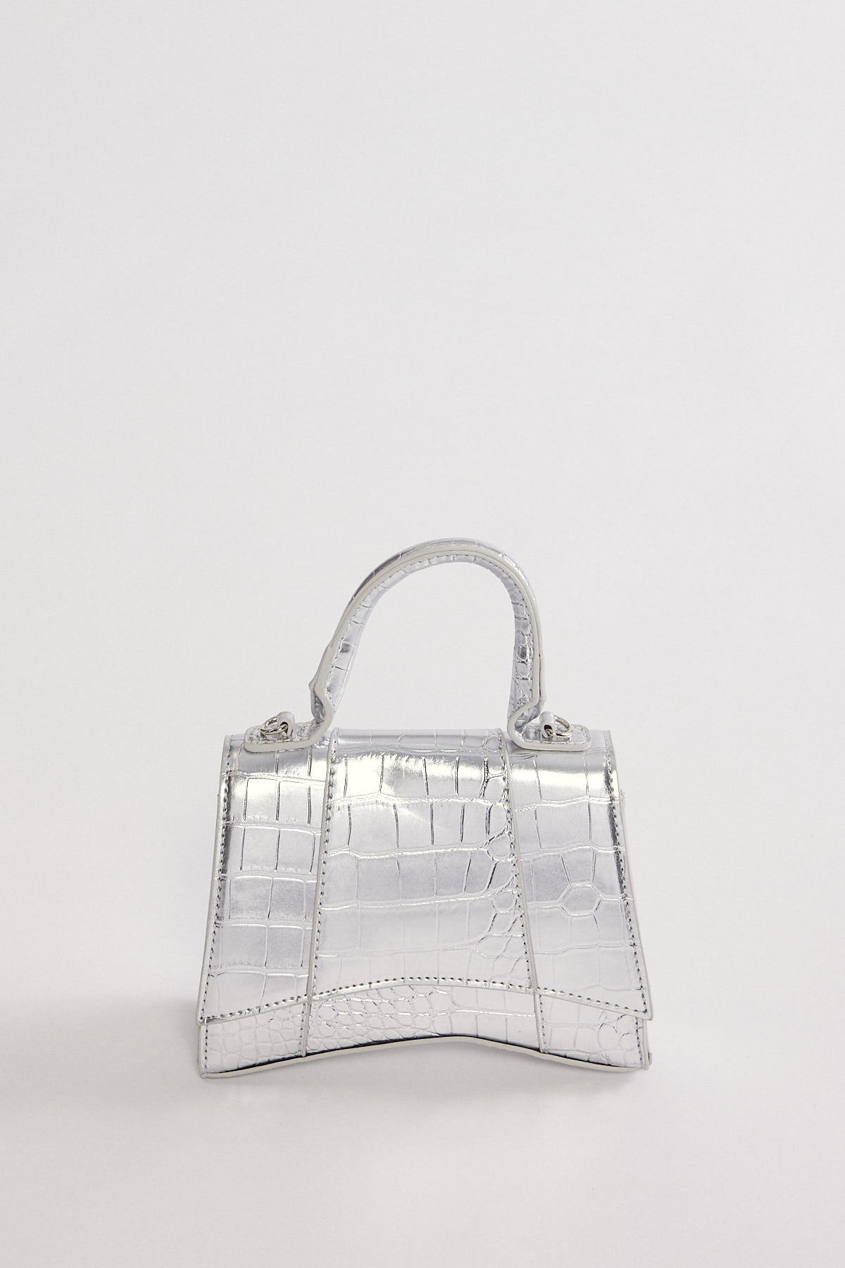 Token Curved Flap Shoulder Bag Silver