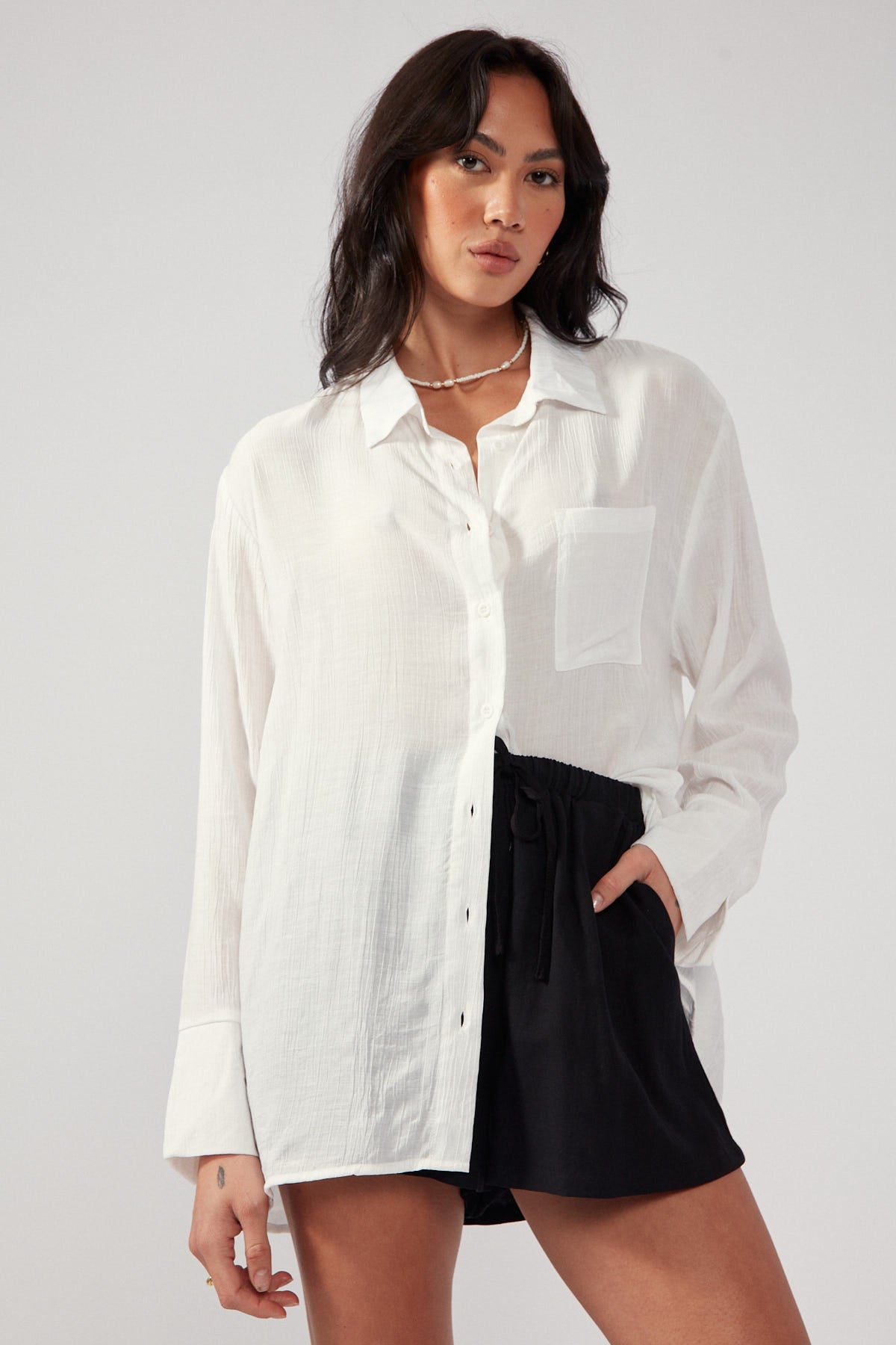Perfect Stranger Summer Crinkle Shirt White