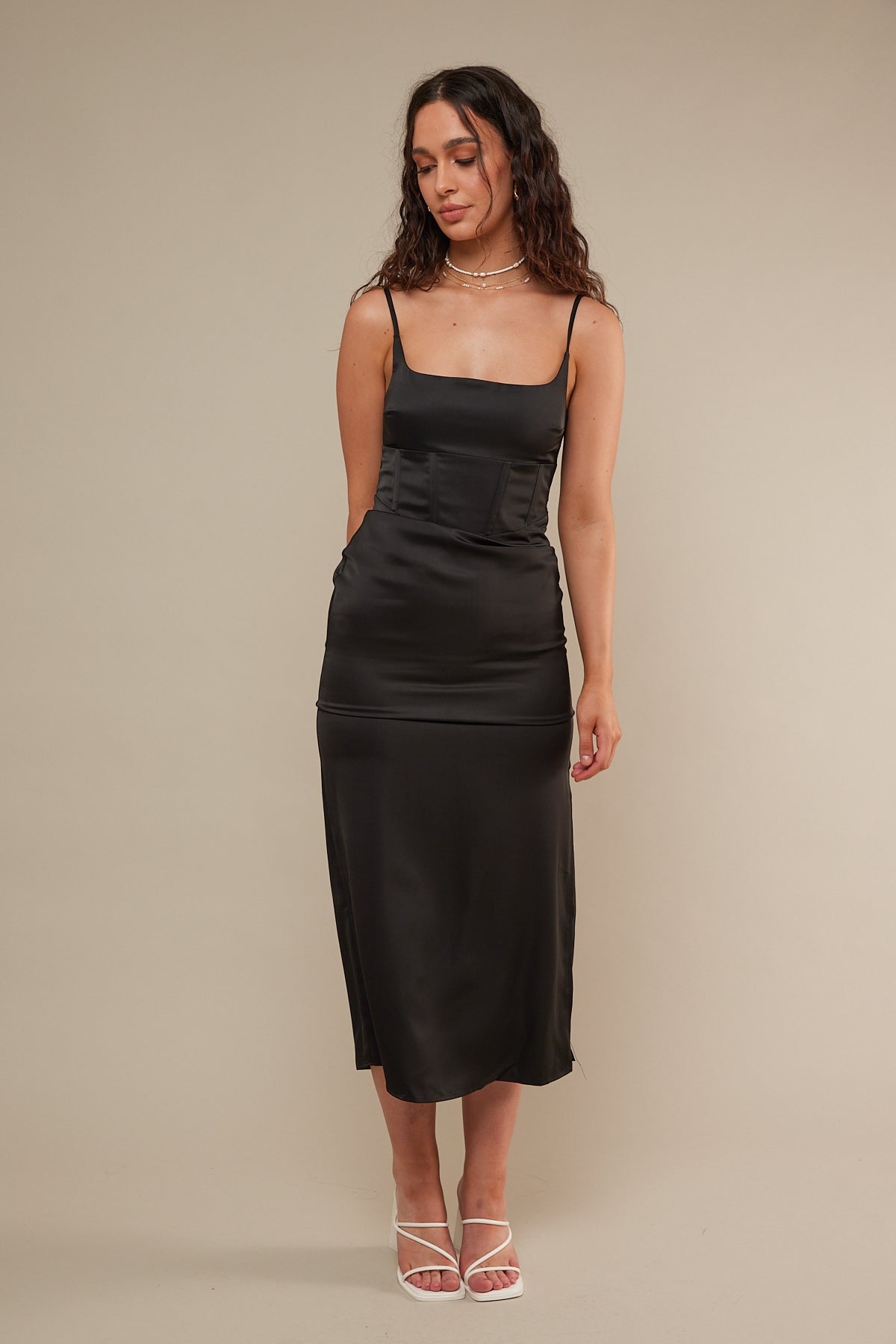 Perfect Stranger Finest Hour Corset Midi Dress Black