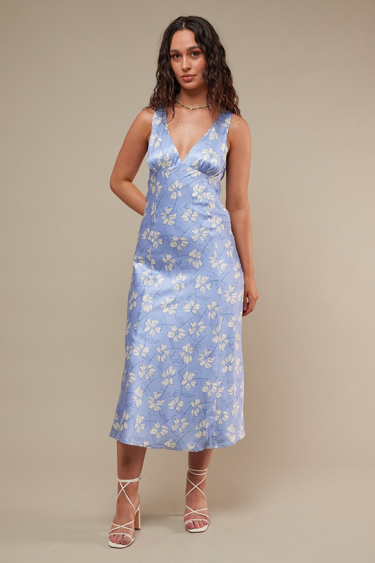 Perfect Stranger Summer Fields Midi Dress Blue