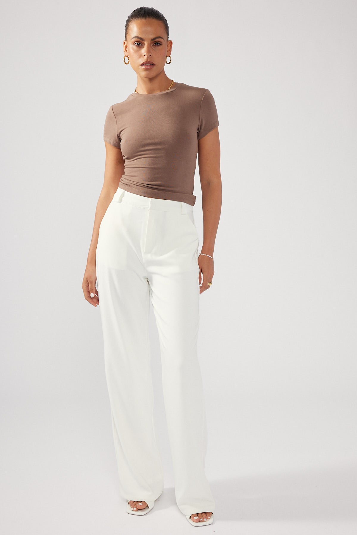 Perfect Stranger Cap Sleeve Tee Brown