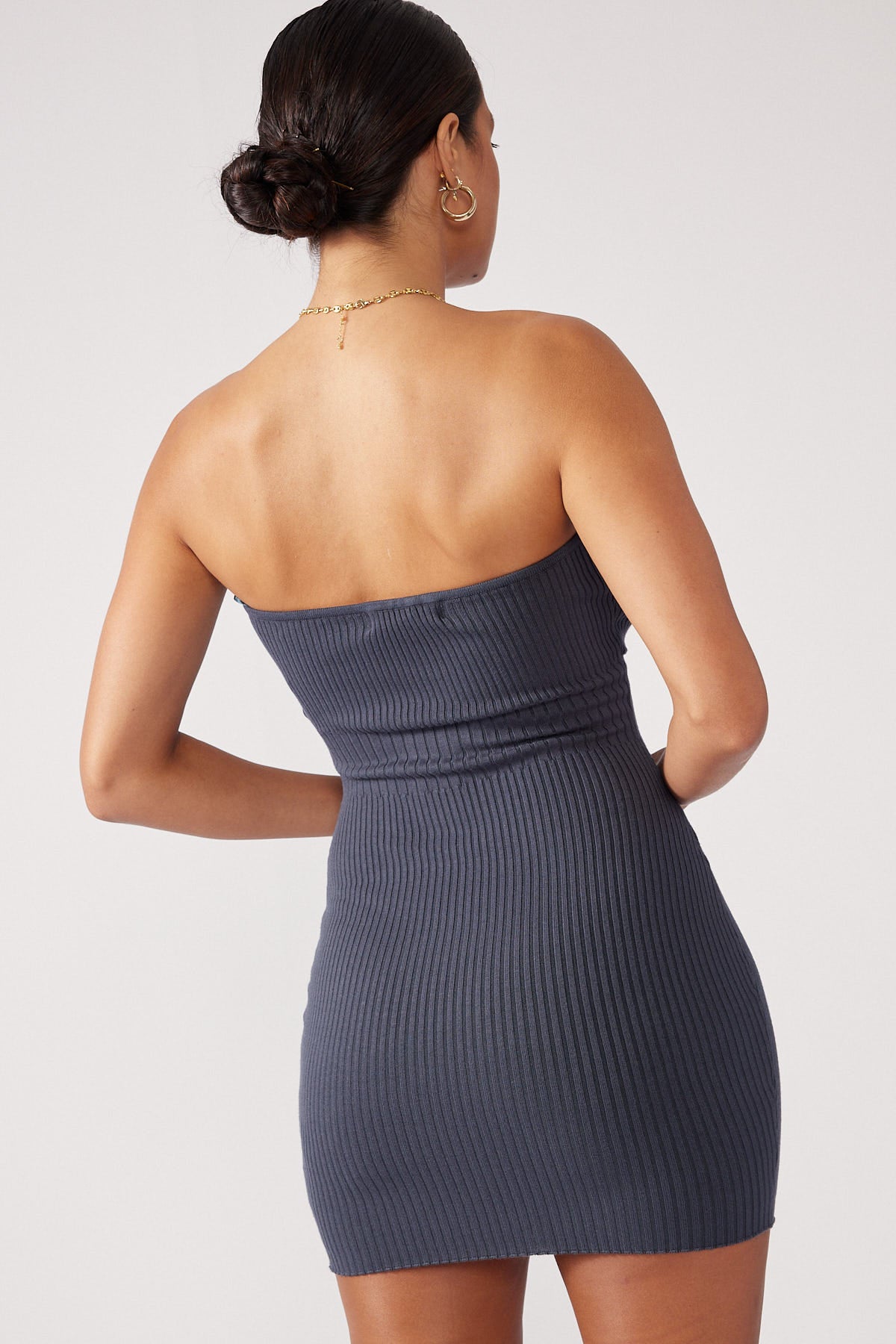 Perfect Stranger Twist Front Mini Dress Charcoal