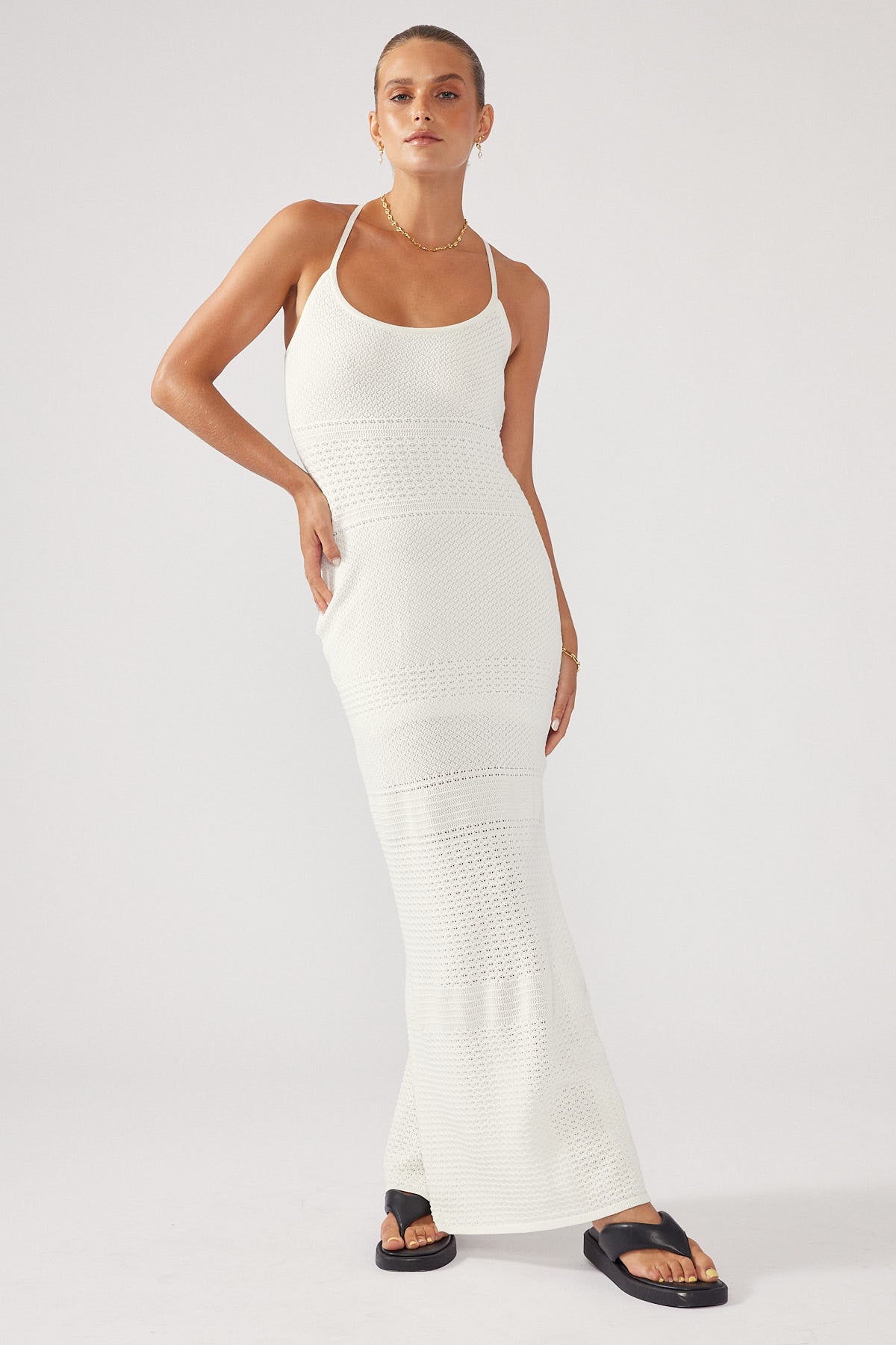 Perfect Stranger Soleil Knit Midi Dress White