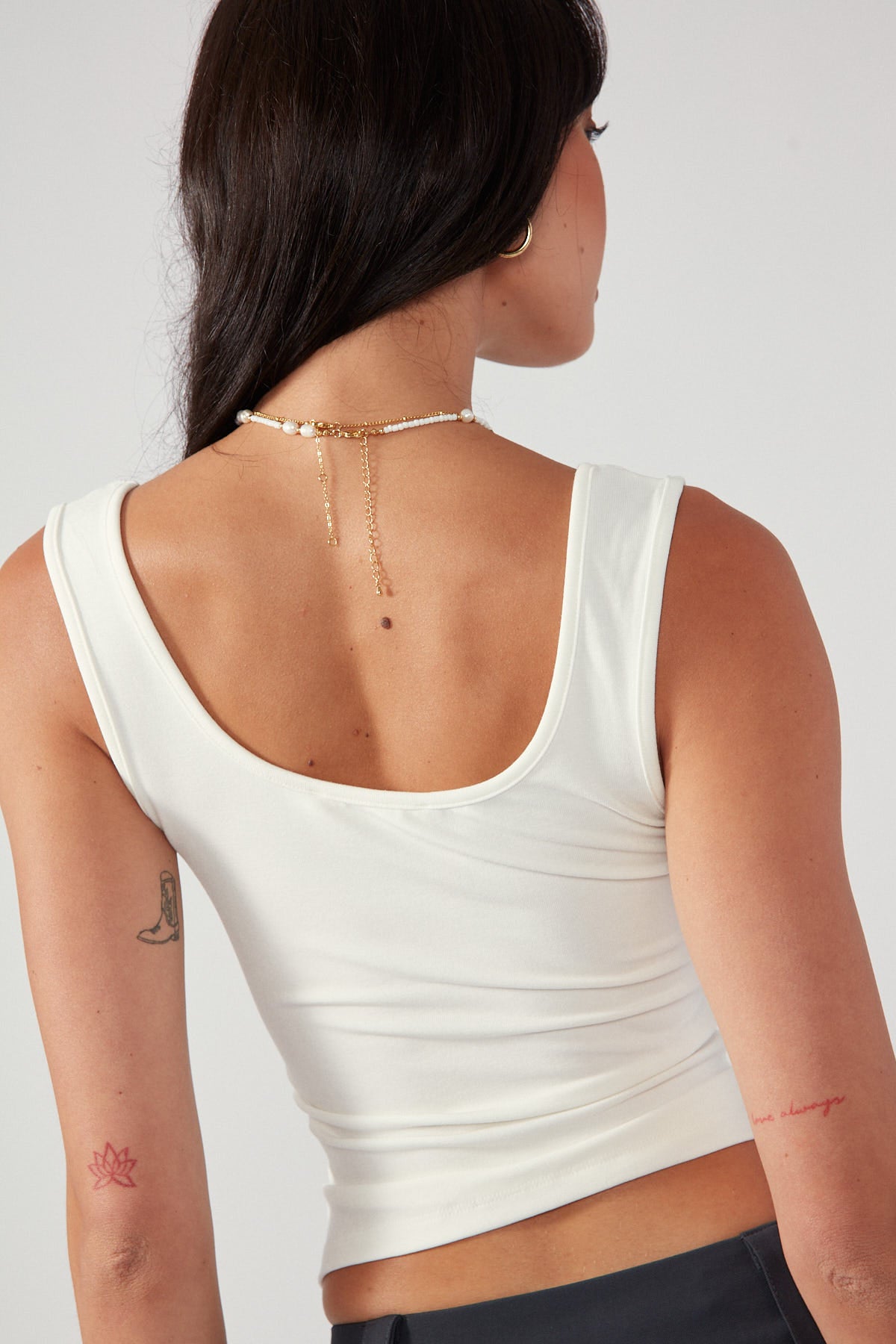 Perfect Stranger Luxe Scoop Front Tank White