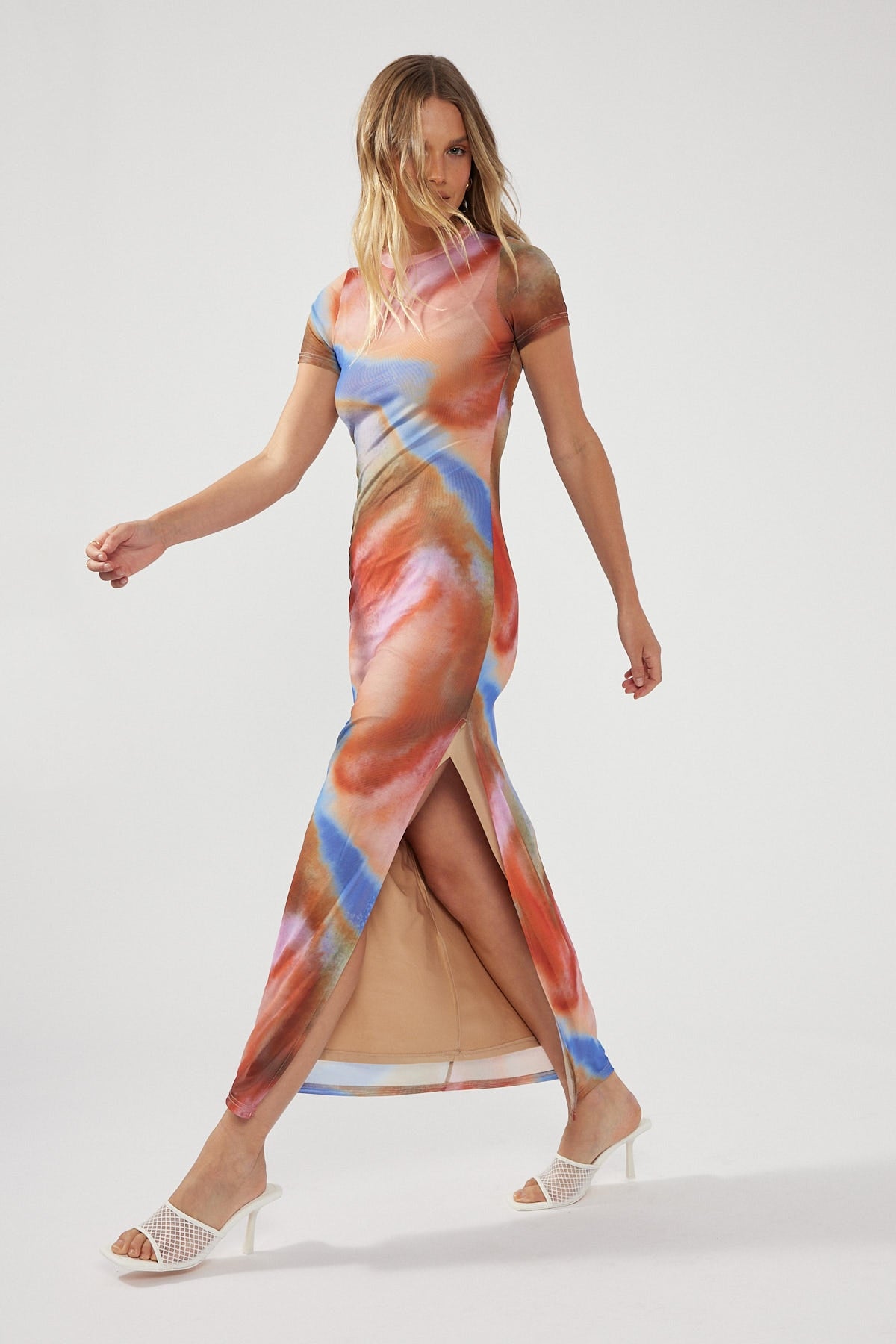 Perfect Stranger Cupid Smoke Mesh Midi Dress Multi colour