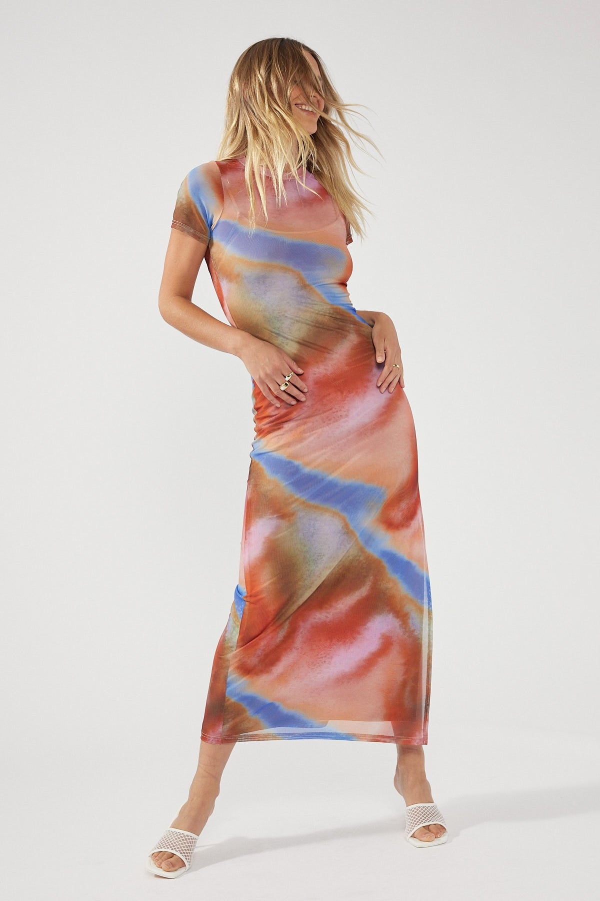 Perfect Stranger Cupid Smoke Mesh Midi Dress Multi colour