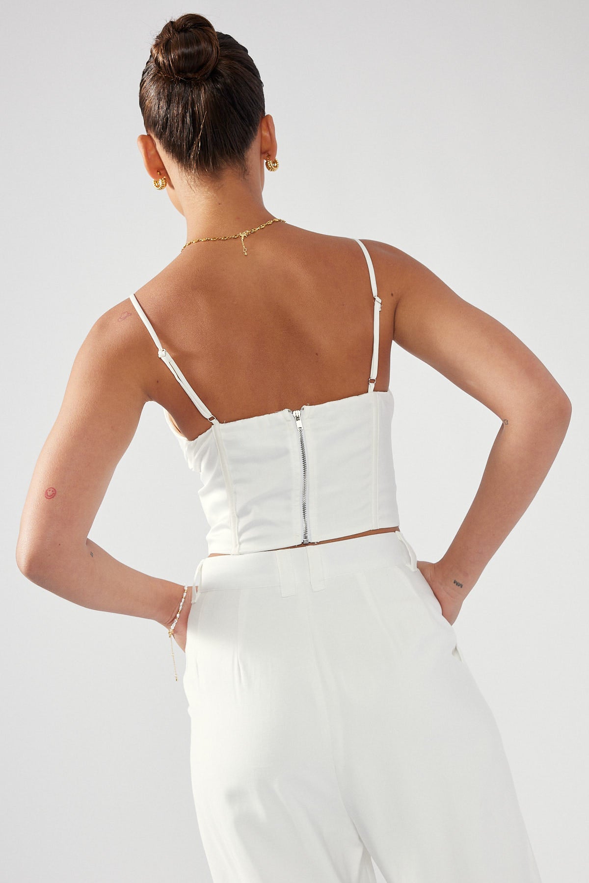 Perfect Stranger Cowl Neck Corset Top White
