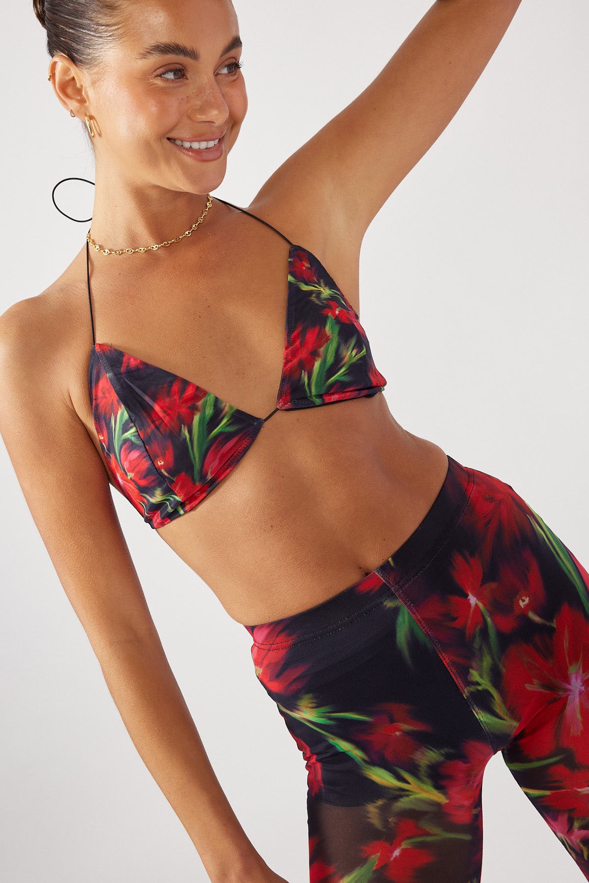 Perfect Stranger Mystique Floral Mesh Bralette Black Print