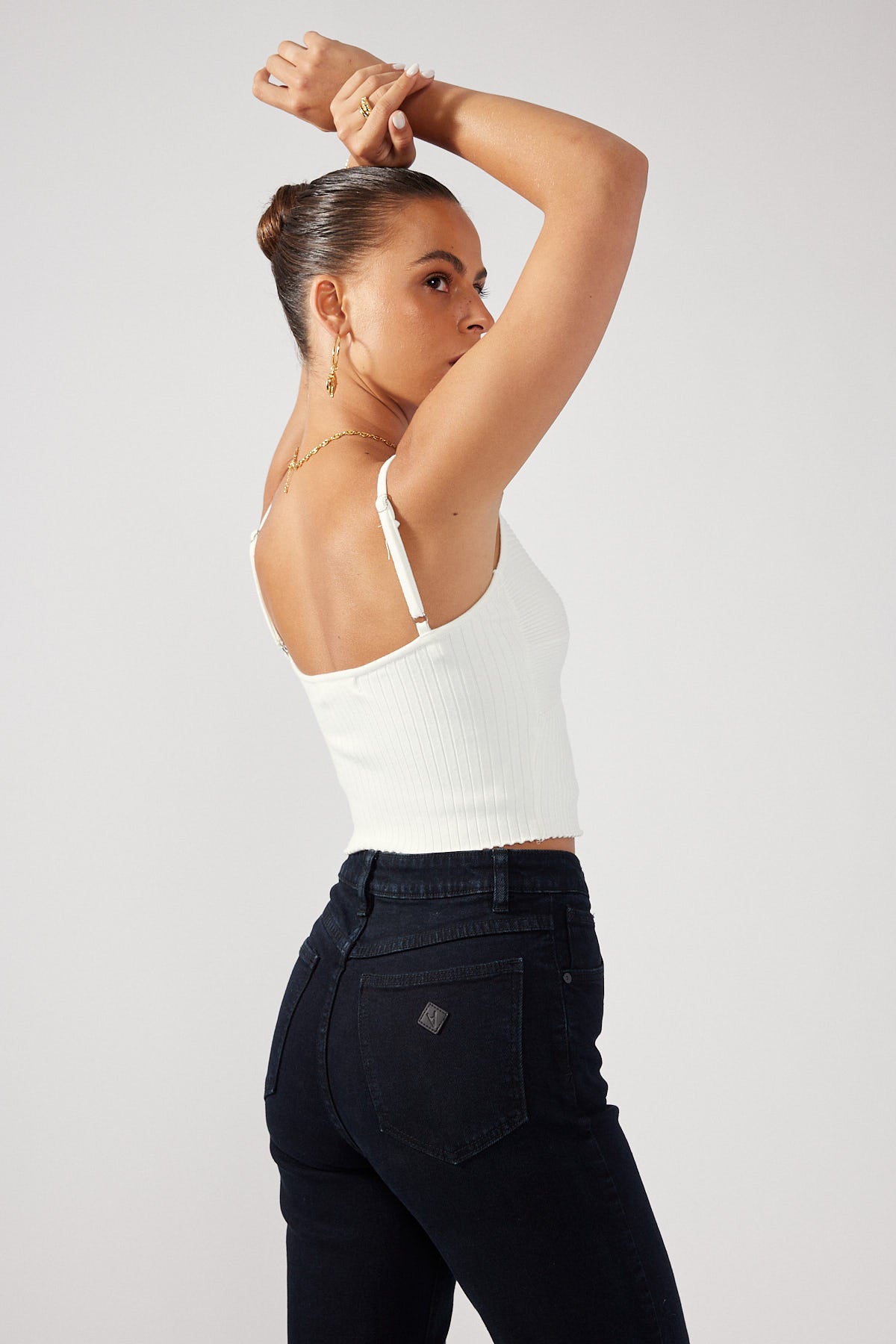 Perfect Stranger Twist Front Knit Top White
