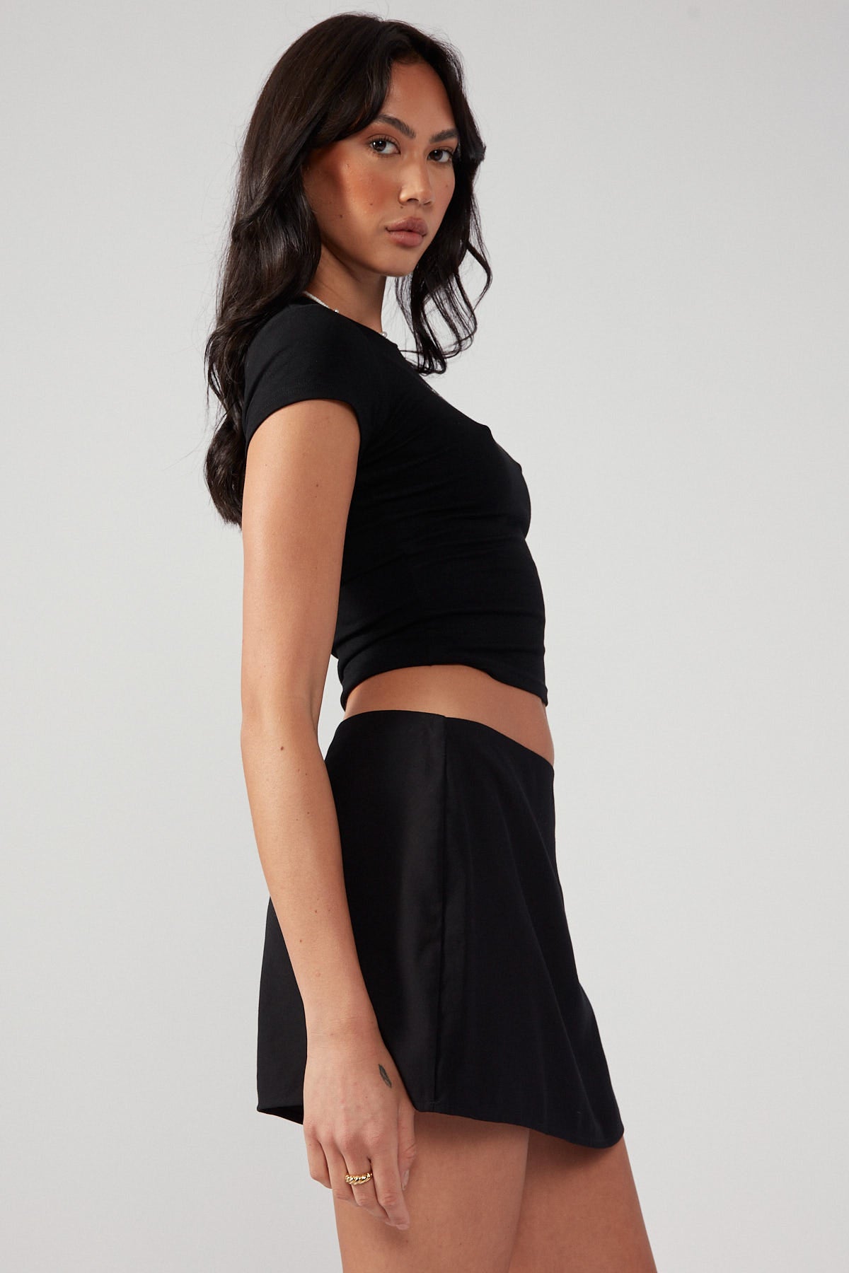 Perfect Stranger Logo Cap Sleeve Tee Black