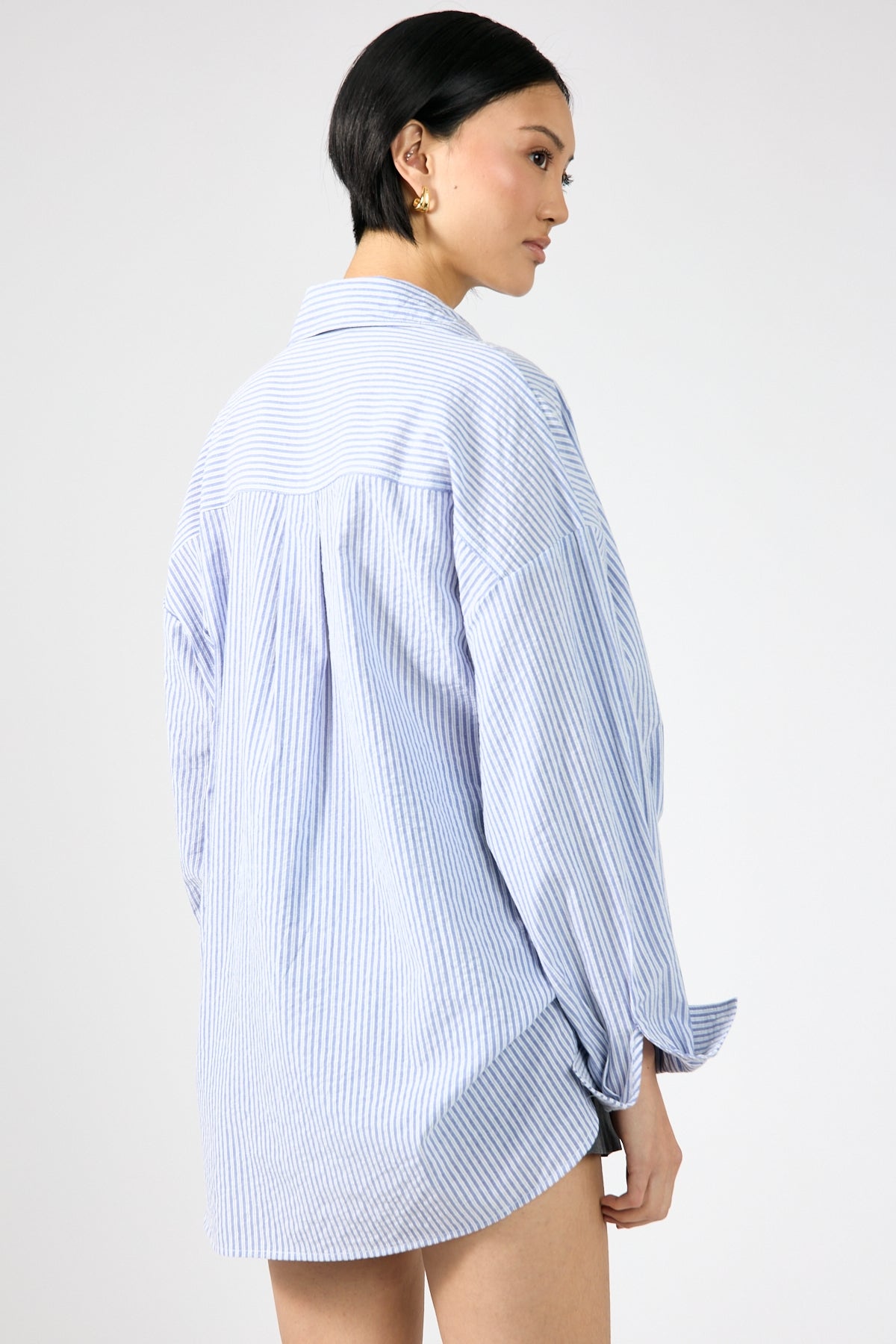 Perfect Stranger Striped Oversized Shirt Blue Stripe