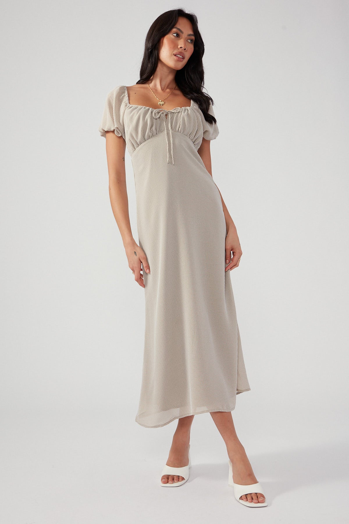 Perfect Stranger Time Machine Midi Dress Nude Print