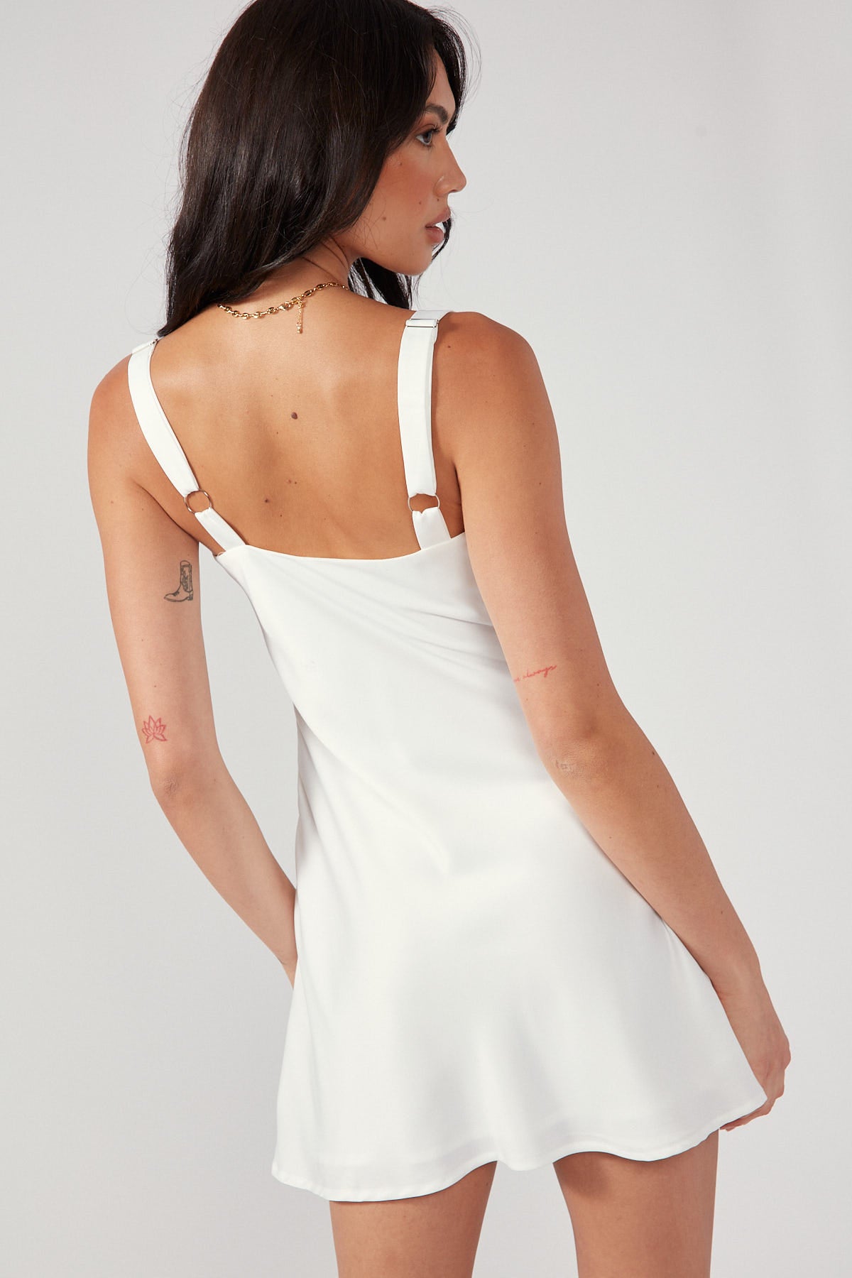 Perfect Stranger Lacey Satin Mini Dress White