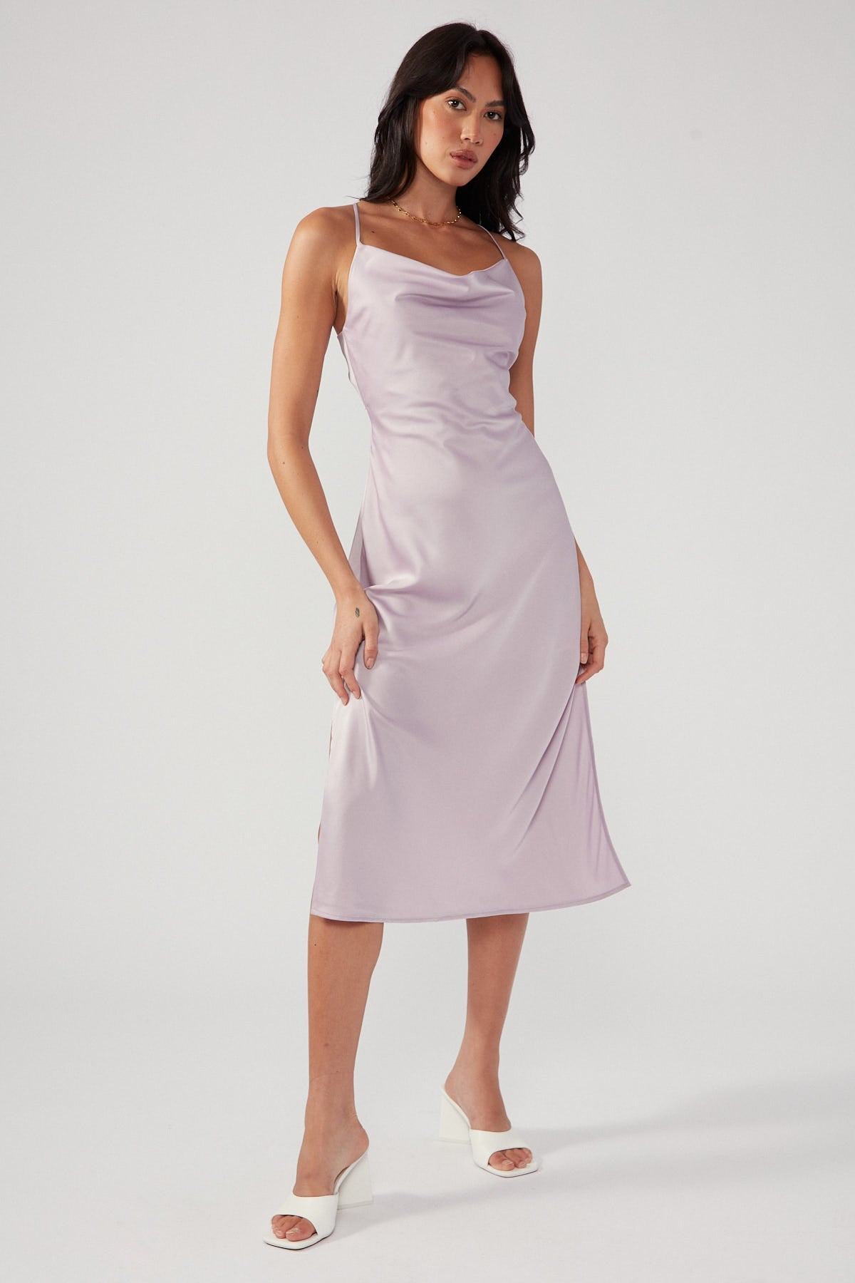 Perfect Stranger Luna Lace Up Back Midi Dress Purple