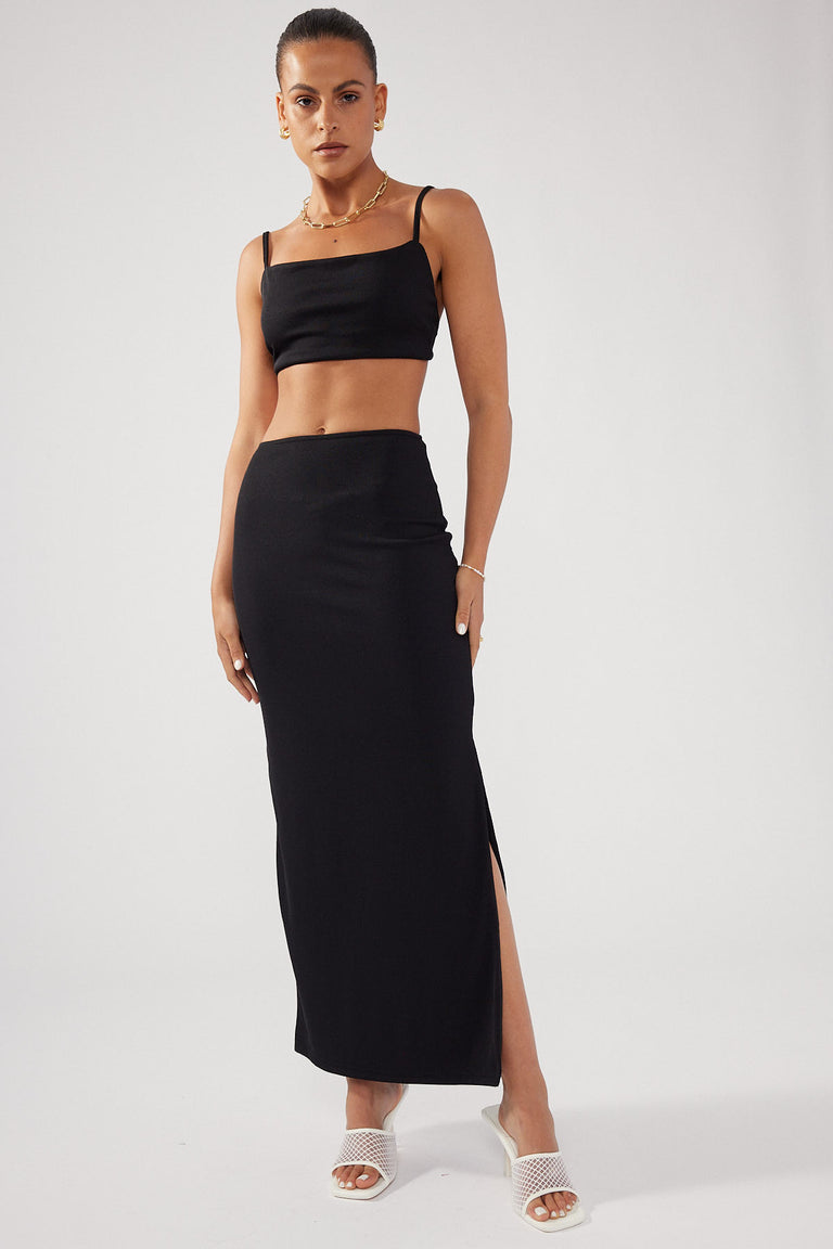 Perfect Stranger Lights Out Midi Skirt Black