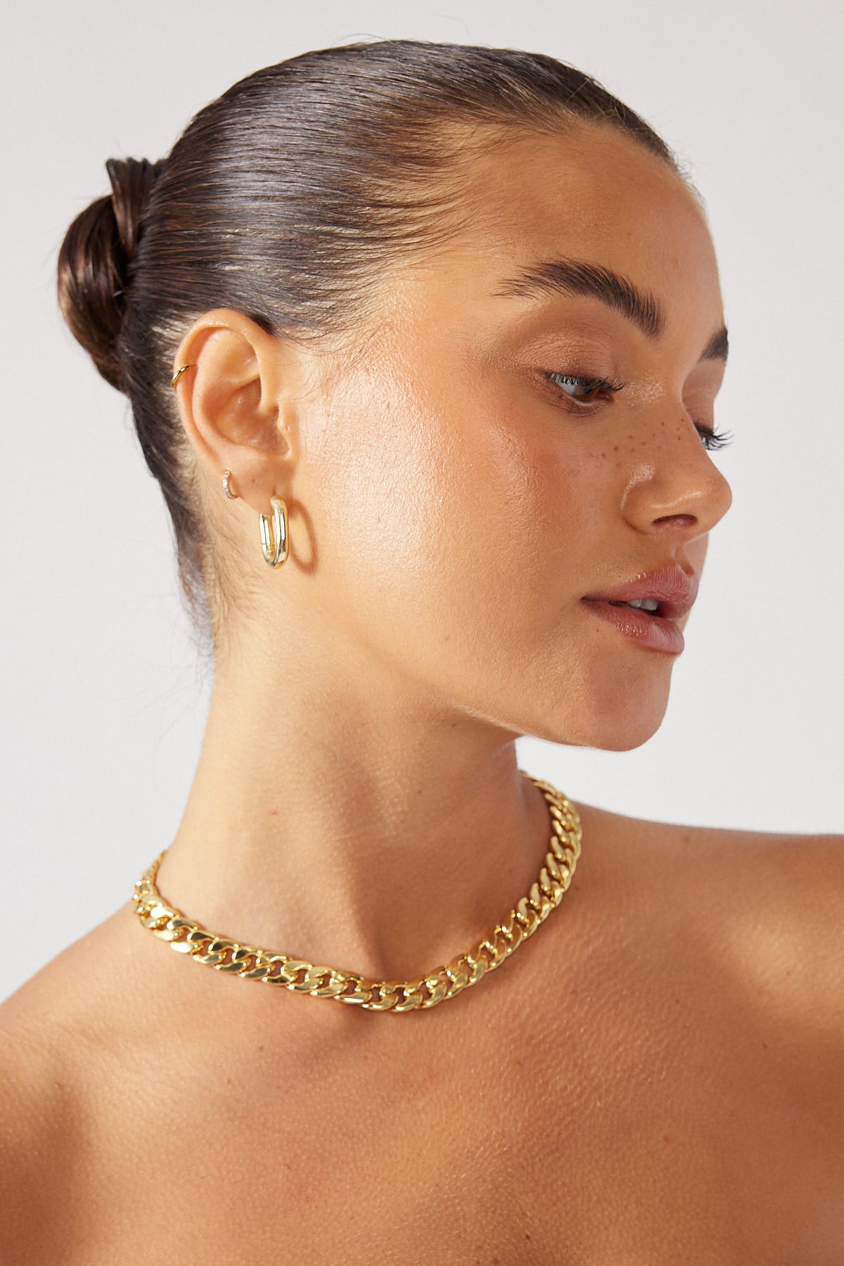 Perfect Stranger Chunky Plated Choker Necklace - Gold Plated Gold Plated