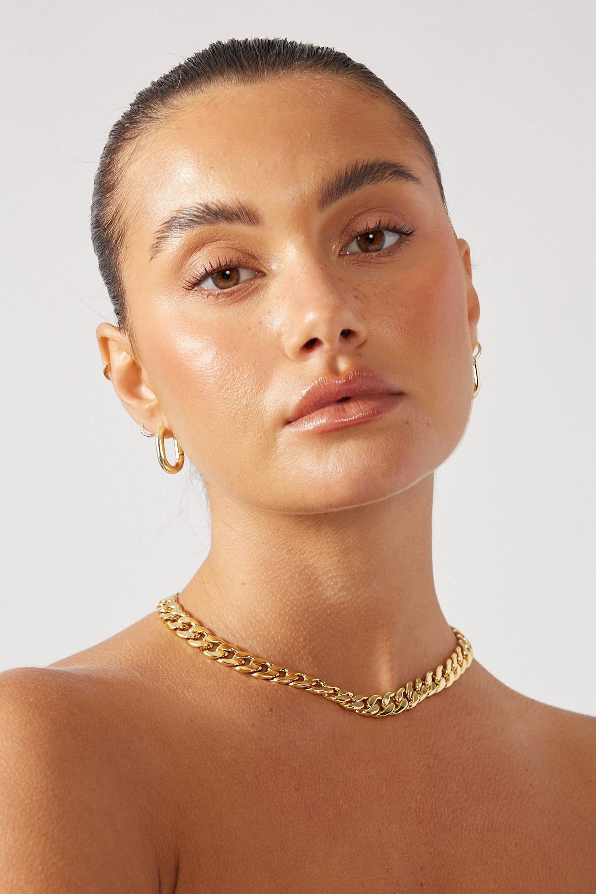 Perfect Stranger Chunky Plated Choker Necklace - Gold Plated Gold Plated