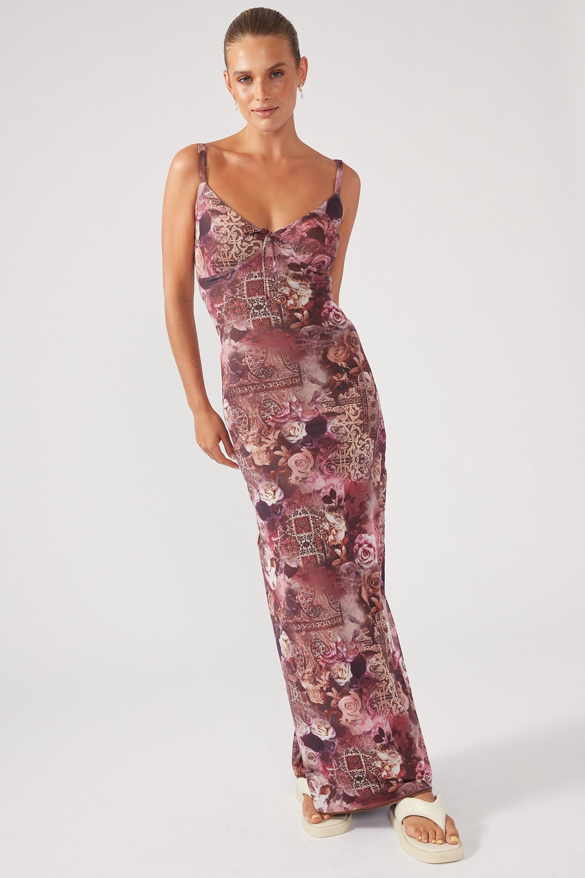 Perfect Stranger Beloved Beauty Mesh Dress Brown Print
