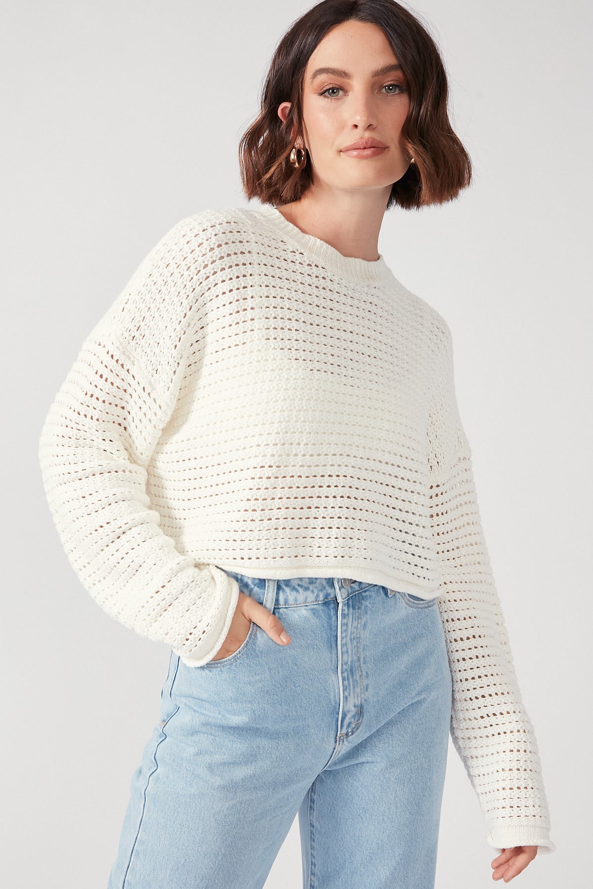 Perfect Stranger Crochet Everyday Sweater Cream