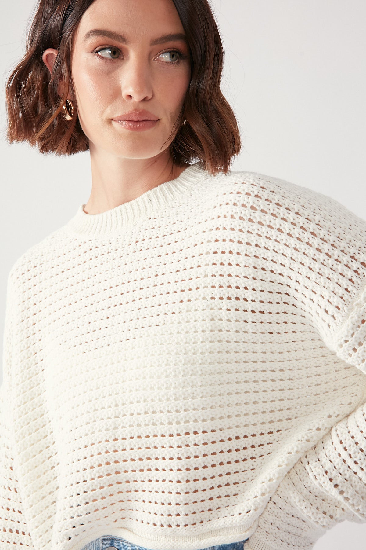 Perfect Stranger Crochet Everyday Sweater Cream