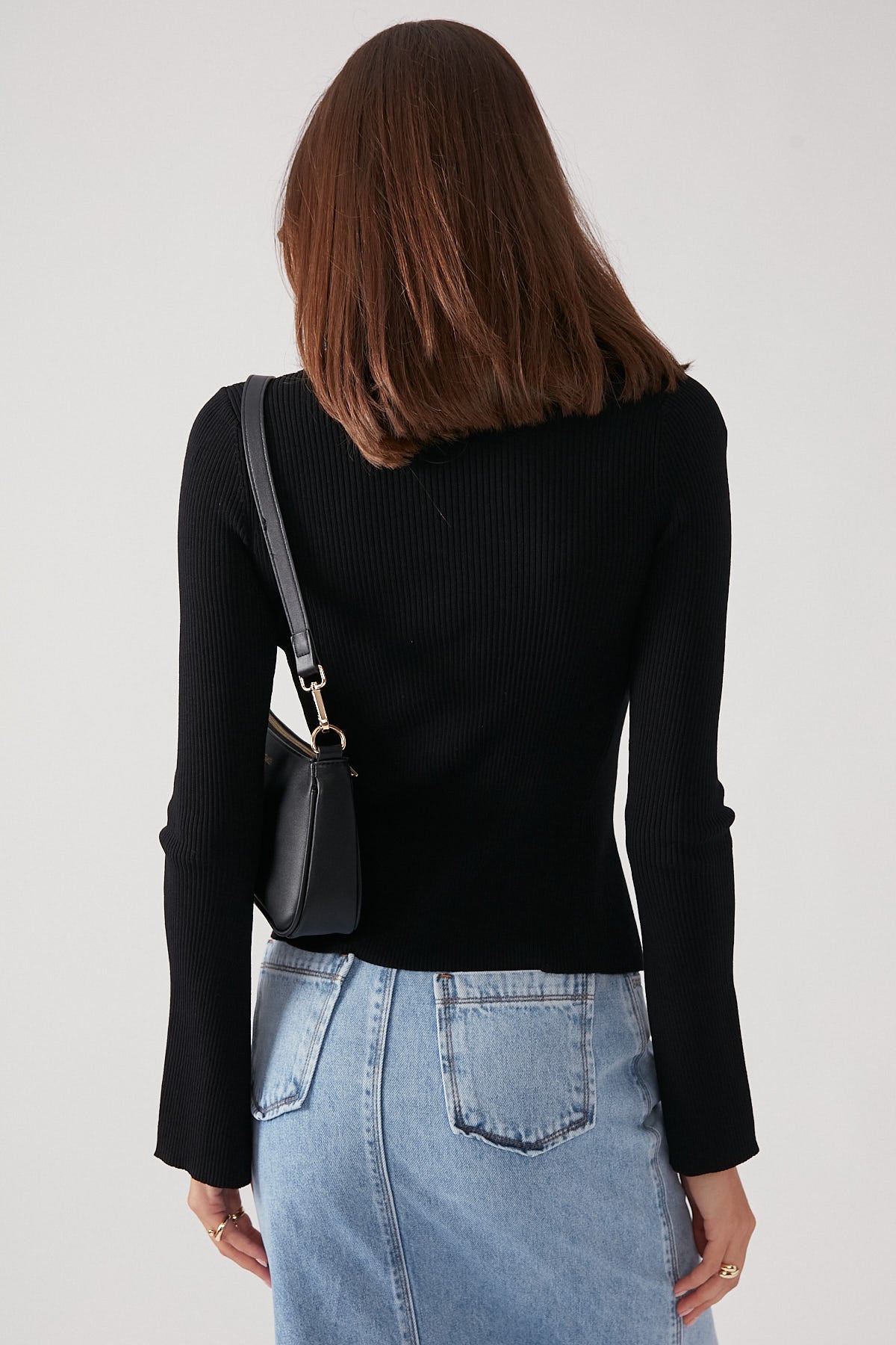 Perfect Stranger Tie Front Knit Top Black