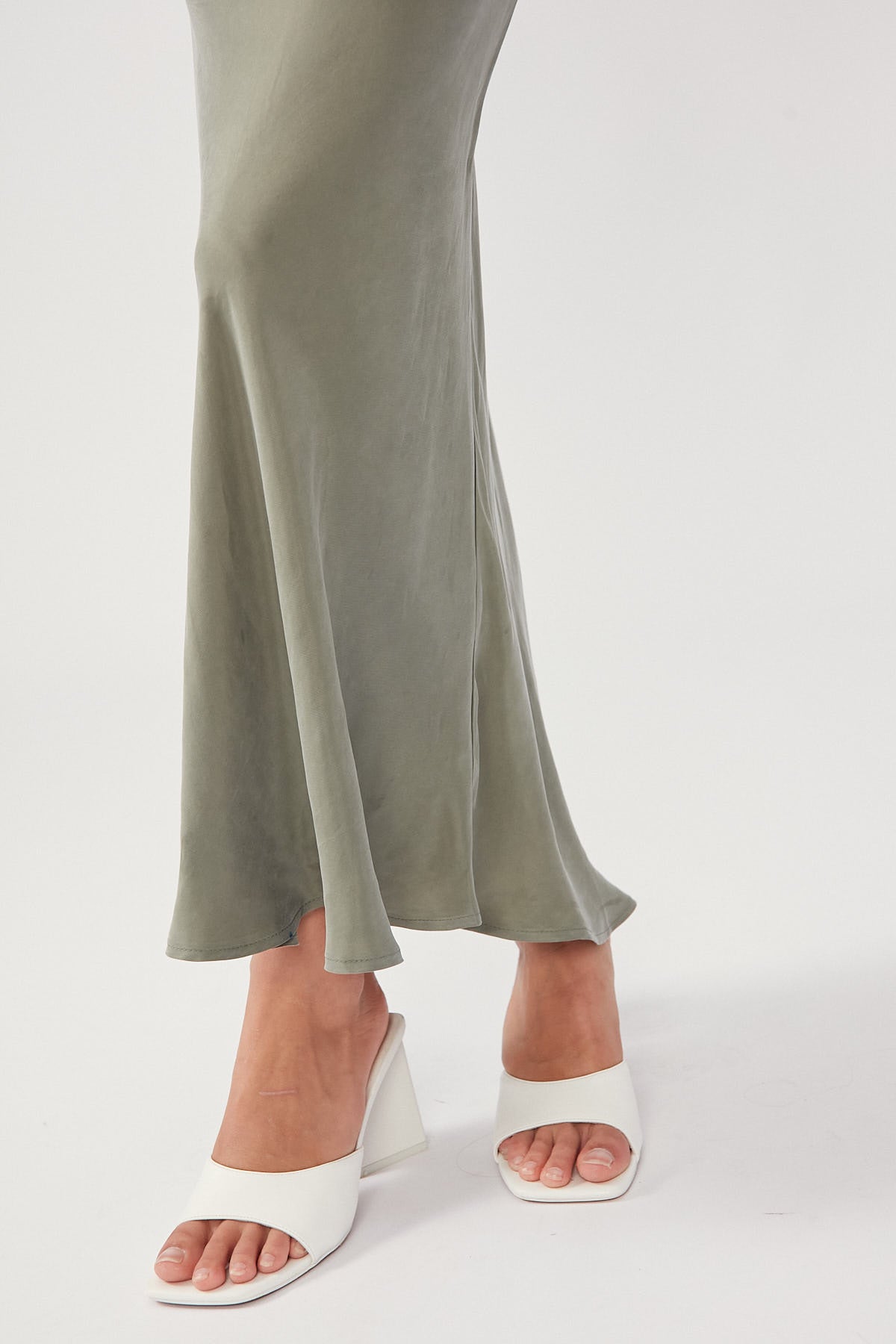 Perfect Stranger Drawcord High Rise Maxi Skirt Khaki