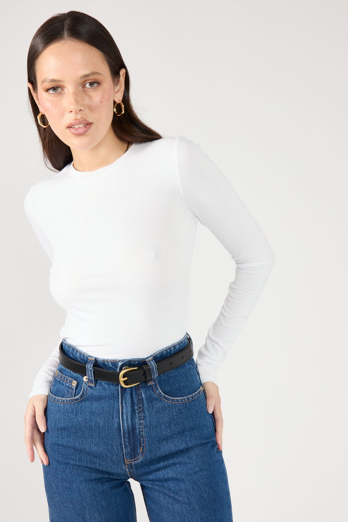 Perfect Stranger Long Sleeve Top White