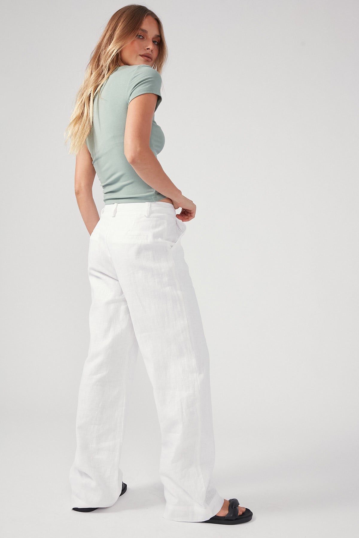 Perfect Stranger Tailored Linen Pant White