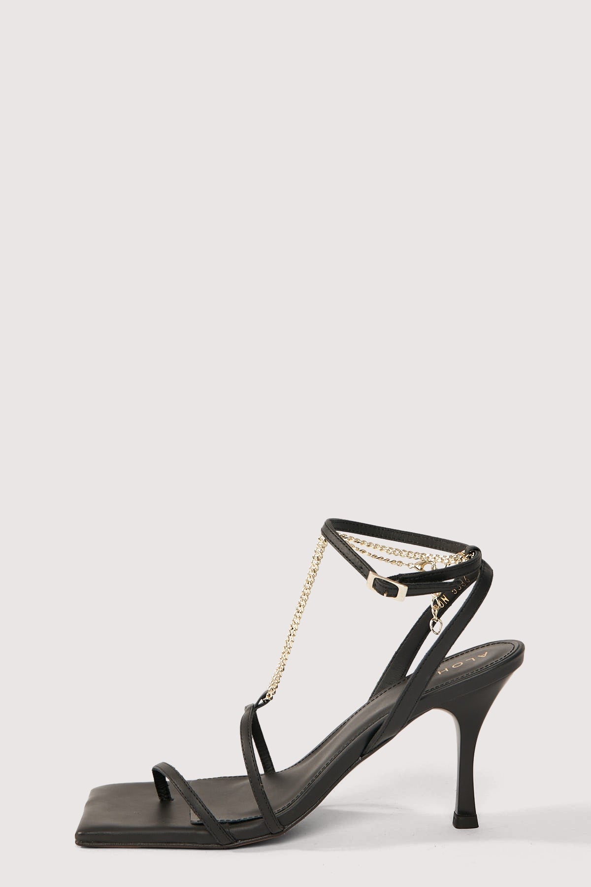 Alohas Straps Chain Heels Black