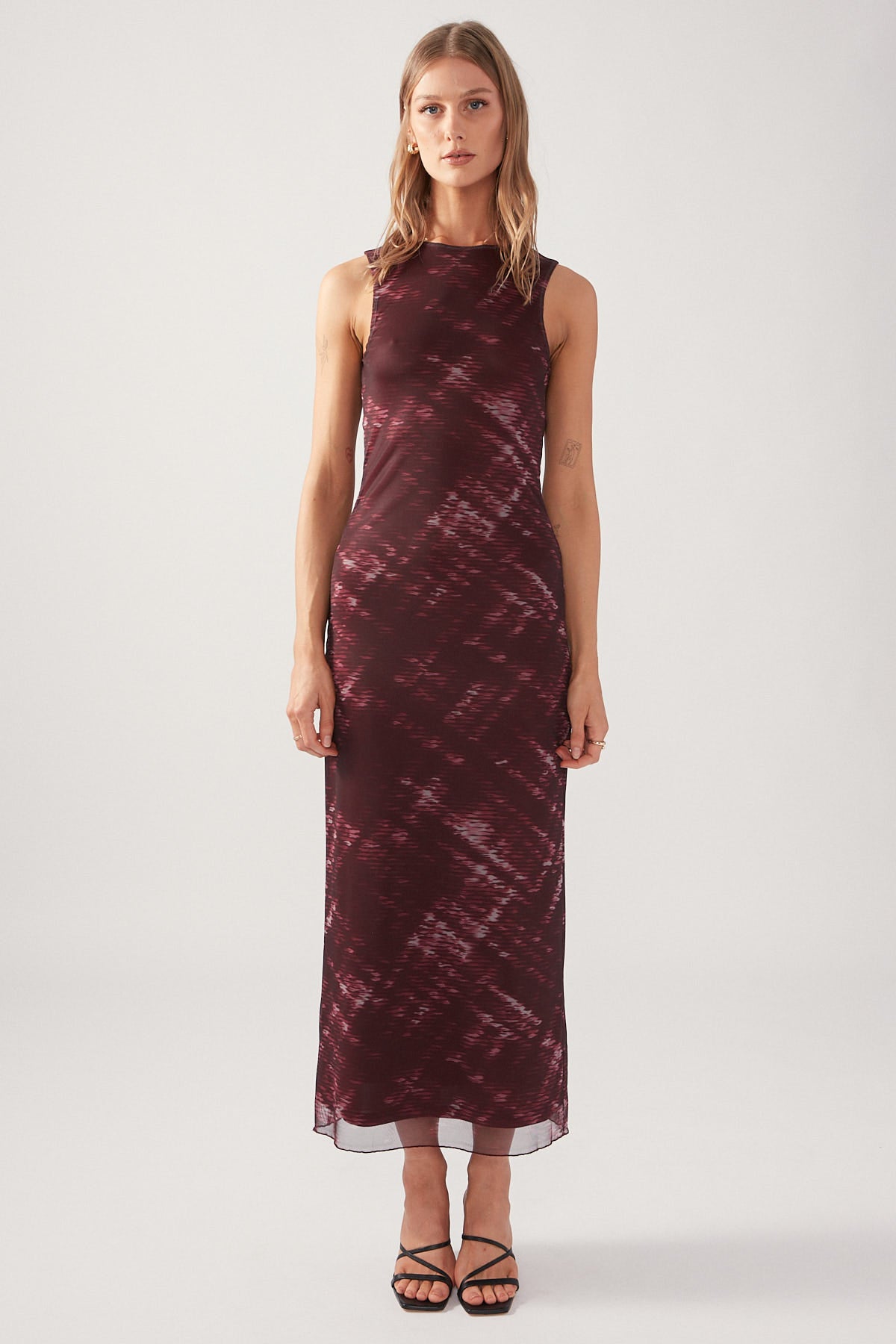 Perfect Stranger Wine Weave High Neck Maxi Dress Charcoal