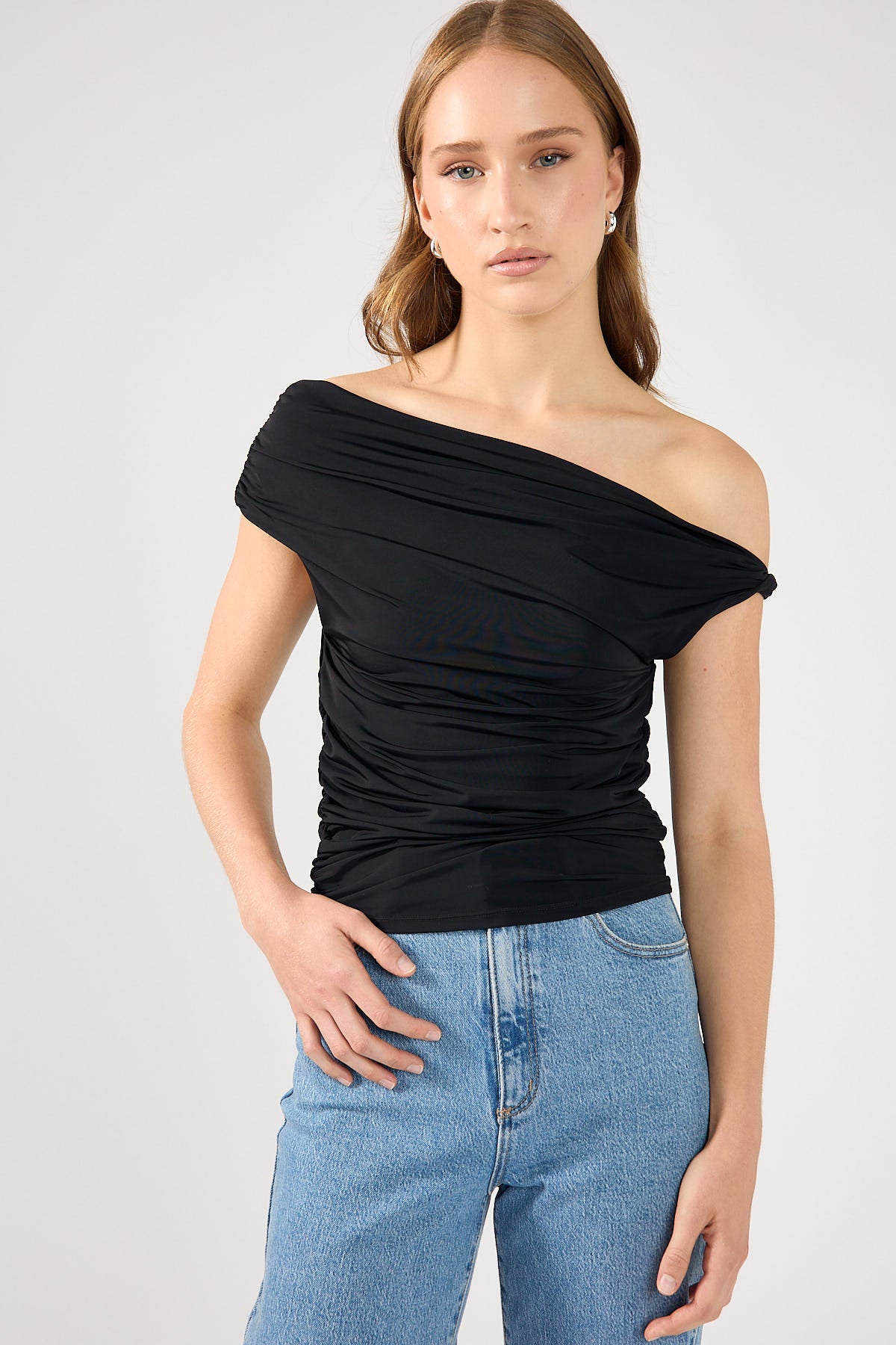 Perfect Stranger Lola Ruched Jersey Top Black